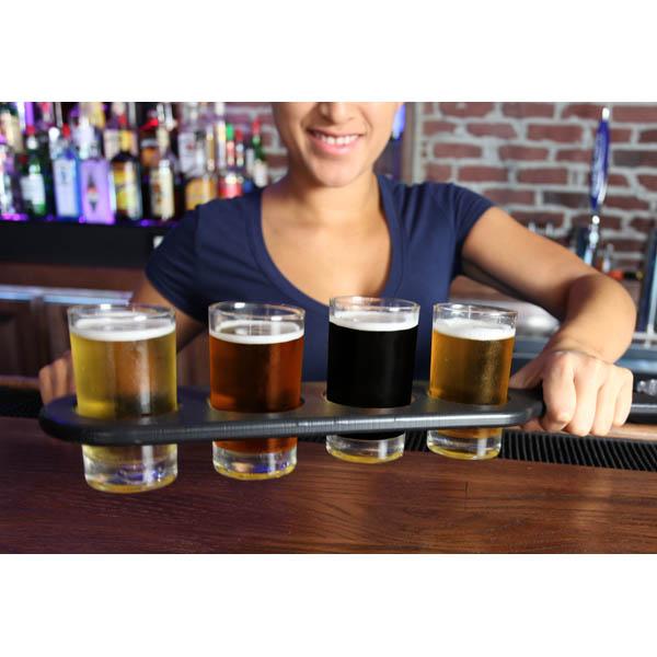 Black Plastic Beer Sampler Paddle - 6 Hole Craft Beer Tasting Board with Handle - Perfect for Home Brewing, Beer Tasting Parties & Pub Events