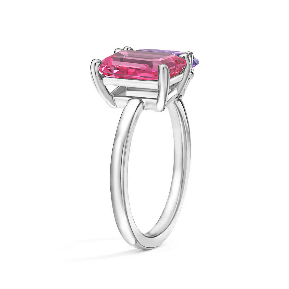 Personalized Pink Tourmaline Toi et Moi Ring - Custom Birthstone Anniversary Jewelry for Couples, Engagements & Romantic Gifts