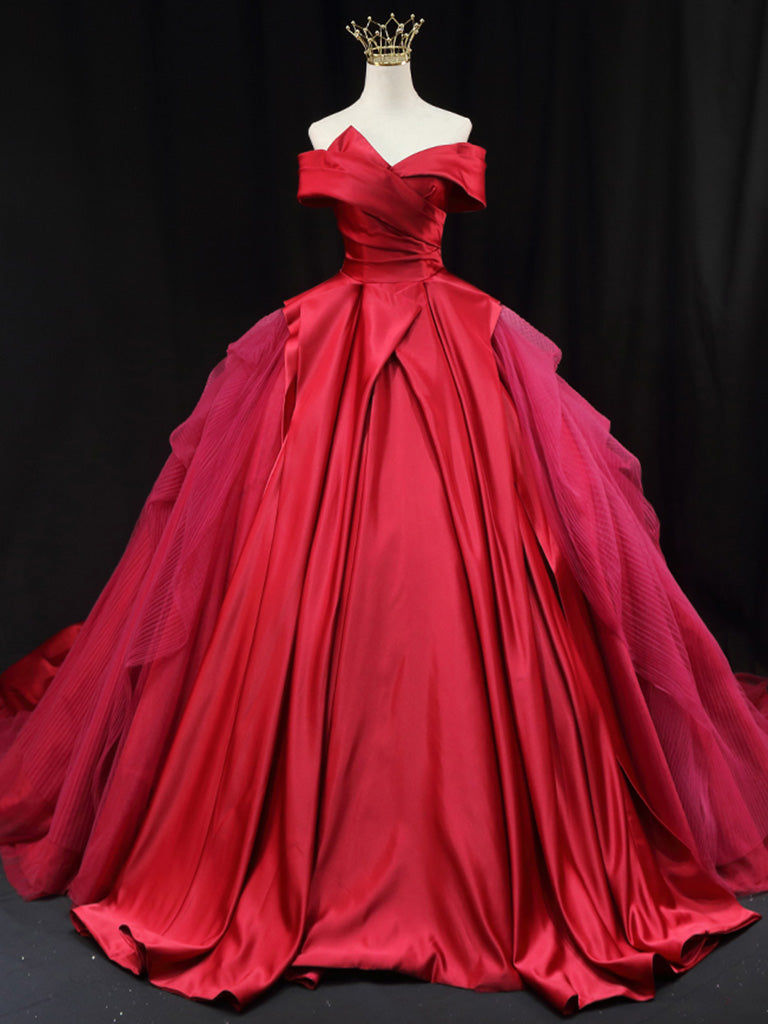 Elegant Off Shoulder Tulle Satin Blue Long Prom Gown - Formal Evening Dress for Women | Perfect for Prom Night, Homecoming, Wedding & Special Occasions