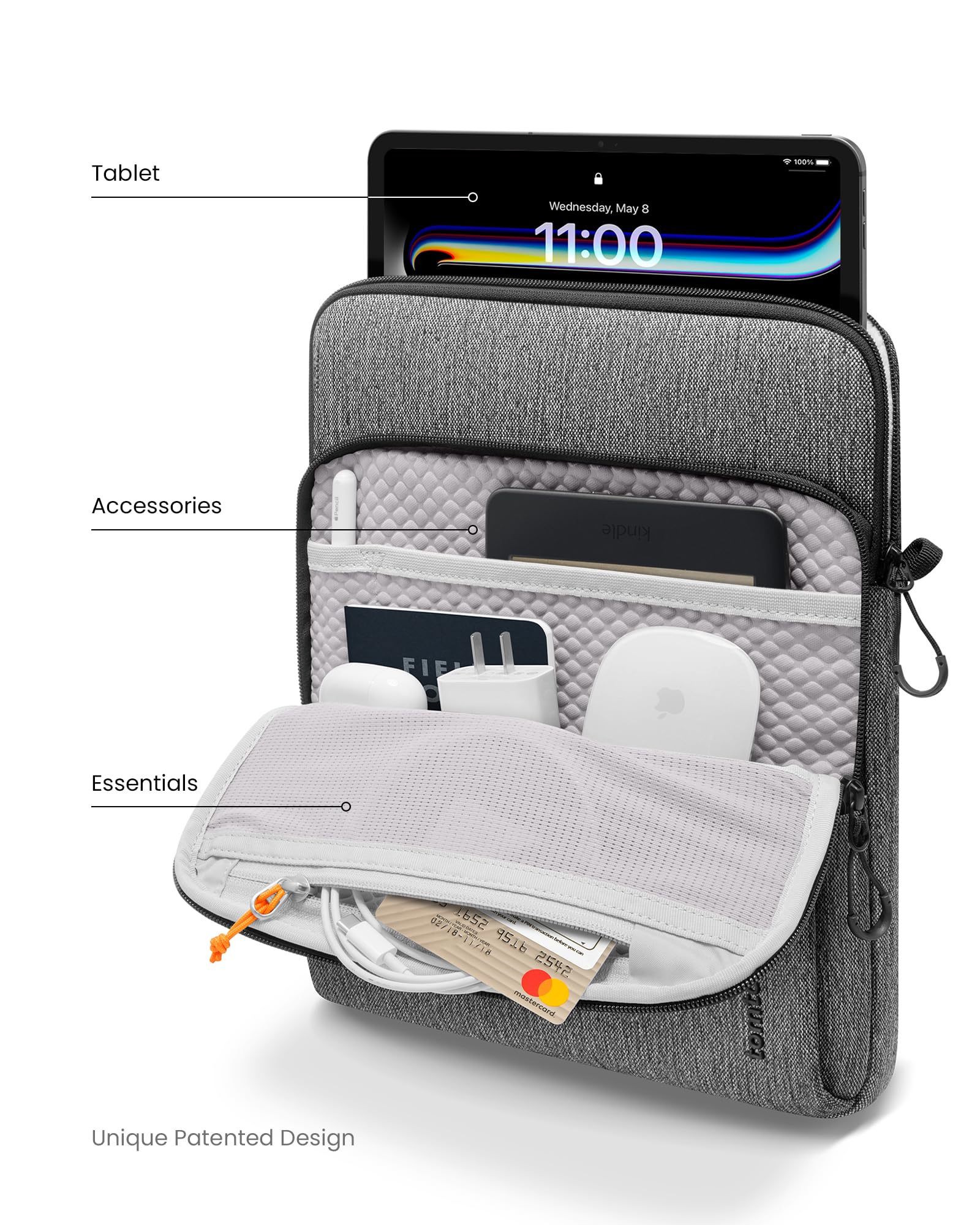 tomtoc 360° Protective Tablet Case for 11-inch iPad Pro M4 OLED 2024, iPad Air M2 2024, iPad Pro M2/M1 & iPad Air 5/10 - Shockproof Shoulder Bag with Handle for Work, School & Travel