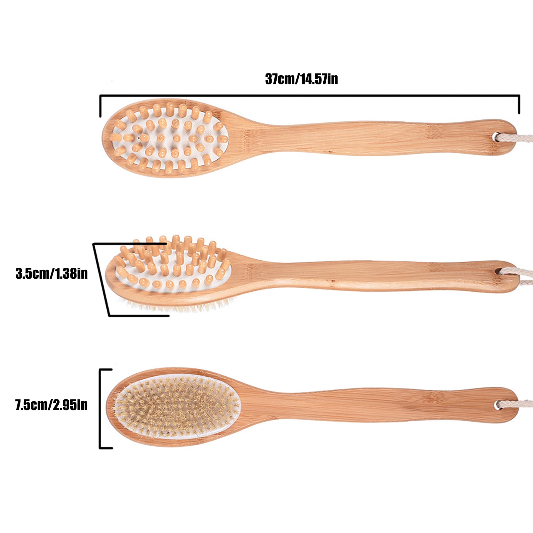 PTZMZB Dry Brushing Body Brush with Long Handle - Exfoliating Brush for Cellulite & Lymphatic Drainage - Body Scrubber & Massager for Skin Care - Improves Circulation & Detoxification - Perfect for Shower, Spa & Home Use (1 Piece)