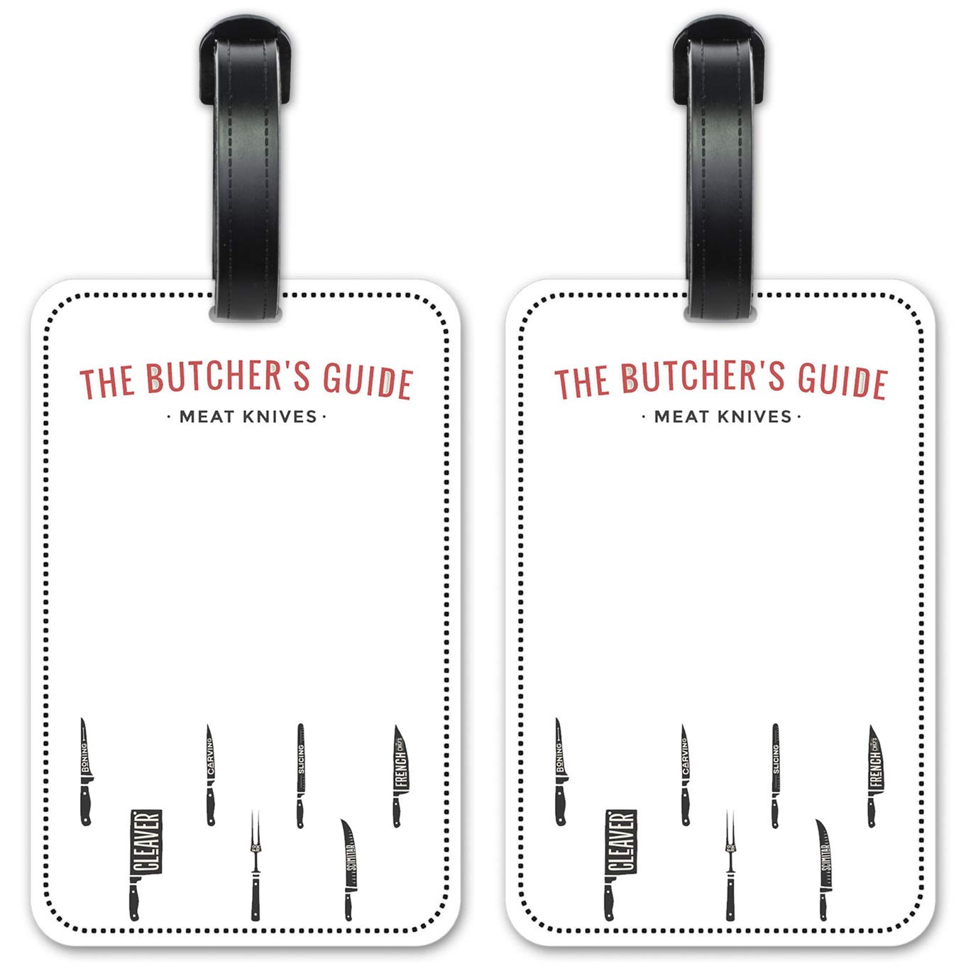 Butcher's Guide - 2 Pack Durable Luggage ID Tags with Stainless Steel Loops - Waterproof Suitcase Identification Cards for Travel, Business Trips & Vacation - Perfect for Airports, Hotels & Cruise Ships