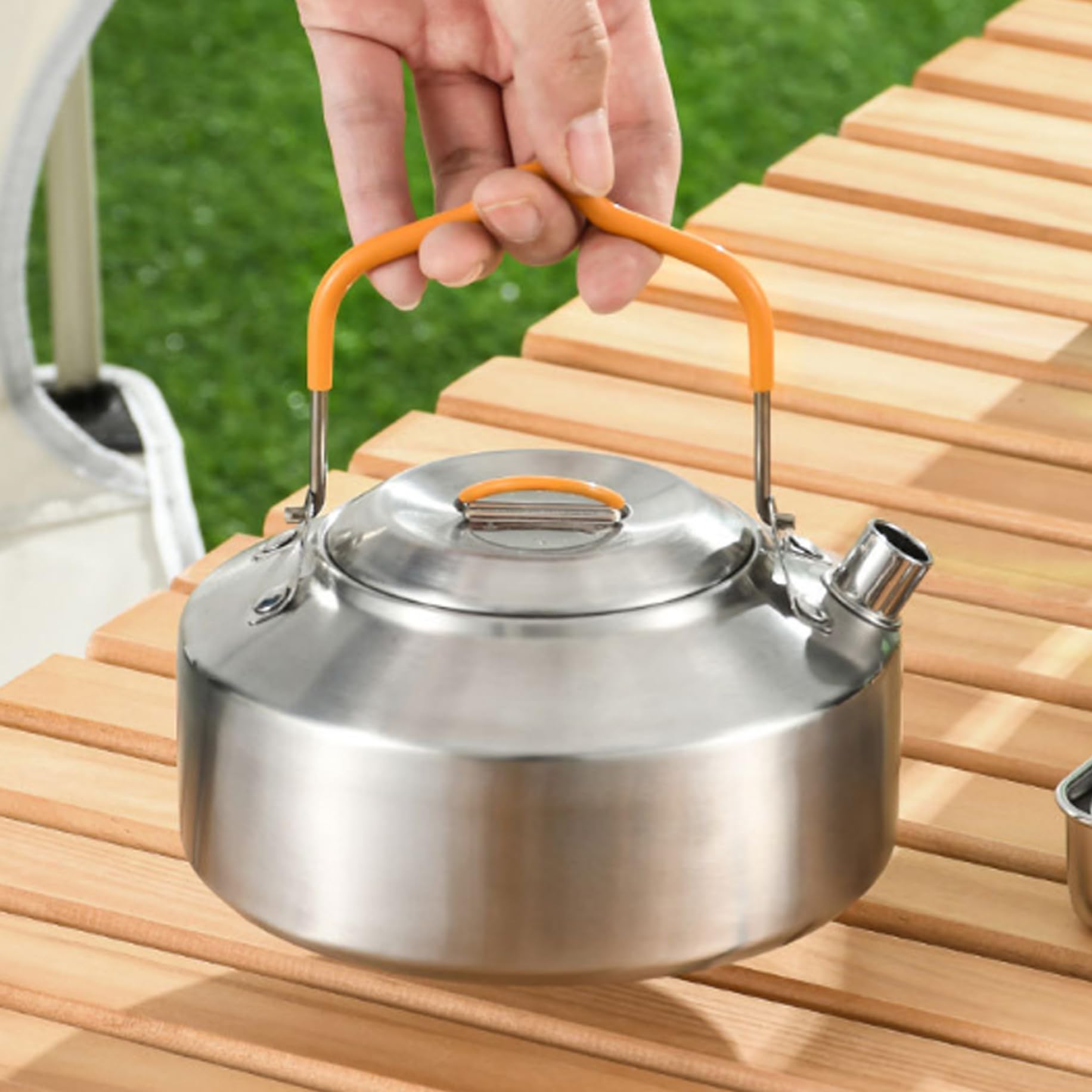 **1L Stainless Steel Camping Kettle - Lightweight Outdoor Tea & Coffee Pot for Hiking, Backpacking & Picnics - Perfect for Summer Sports & Adventure Supplies**