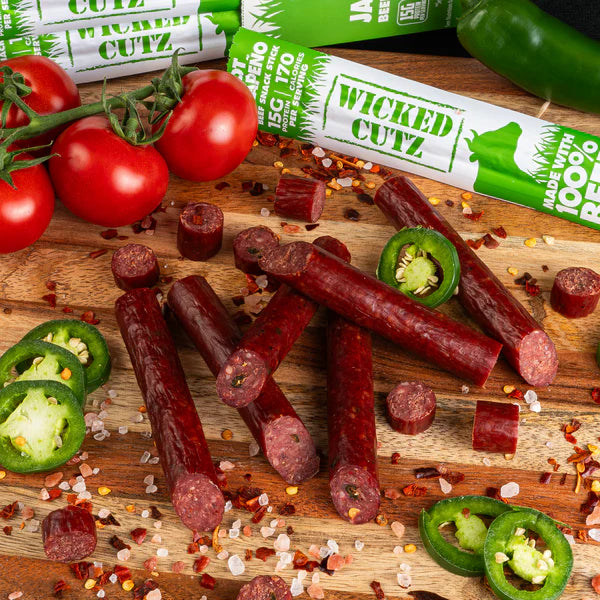 Premium Beef Sticks - Wicked Cutz | High Protein Snack for Hiking, Camping & On-the-Go | Gluten-Free & Keto-Friendly