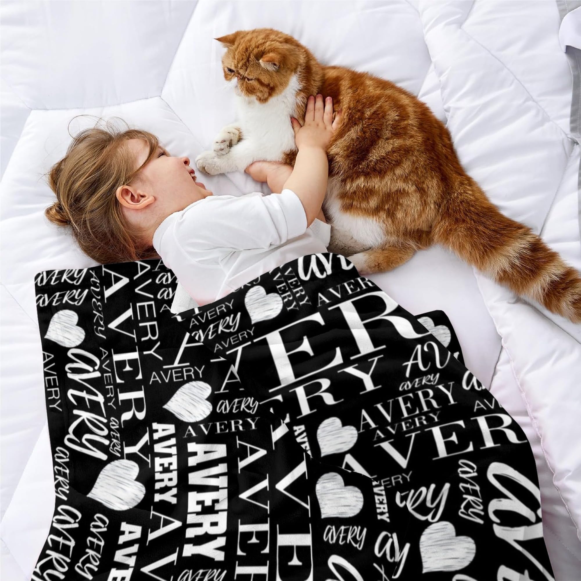 Personalized Name Blanket - Custom Fleece Throw with Embroidery for Kids, Adults - 60
