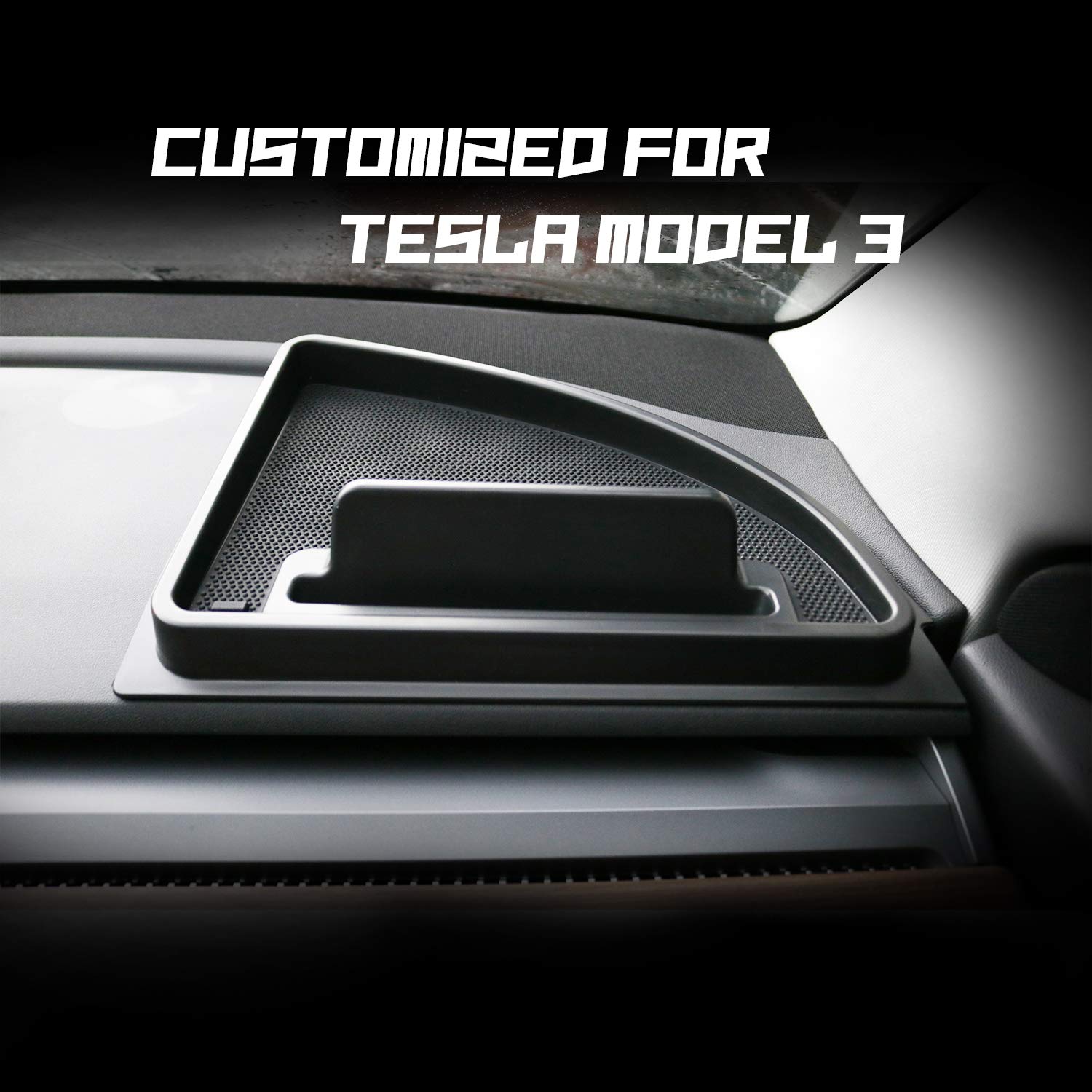 2018-2023 Tesla Model 3 & Model Y Center Console Organizer - Black Car Dashboard Storage Box with Phone Holder | Perfect for Cell Phones, Keys, Sunglasses & Small Items | Fits Right Side Only (1PC) | Ideal for Road Trips, Commuting & Daily Driving Accessories