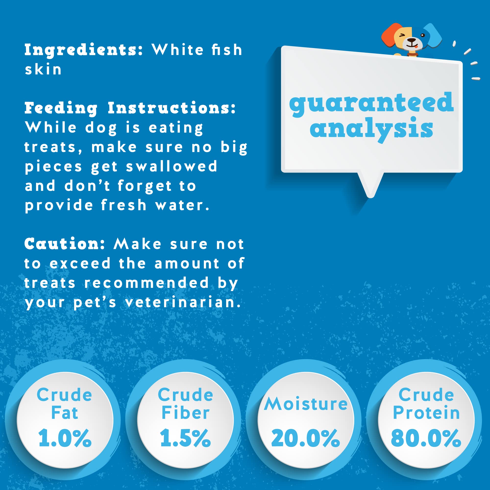 Jack&Pup Single Ingredient Fish Skin Dog Treats | All Natural Omega-3 Rich Chews for Puppies & Adult Dogs (18 Pack) | Healthy Training Rewards & Dental Snacks for Pets