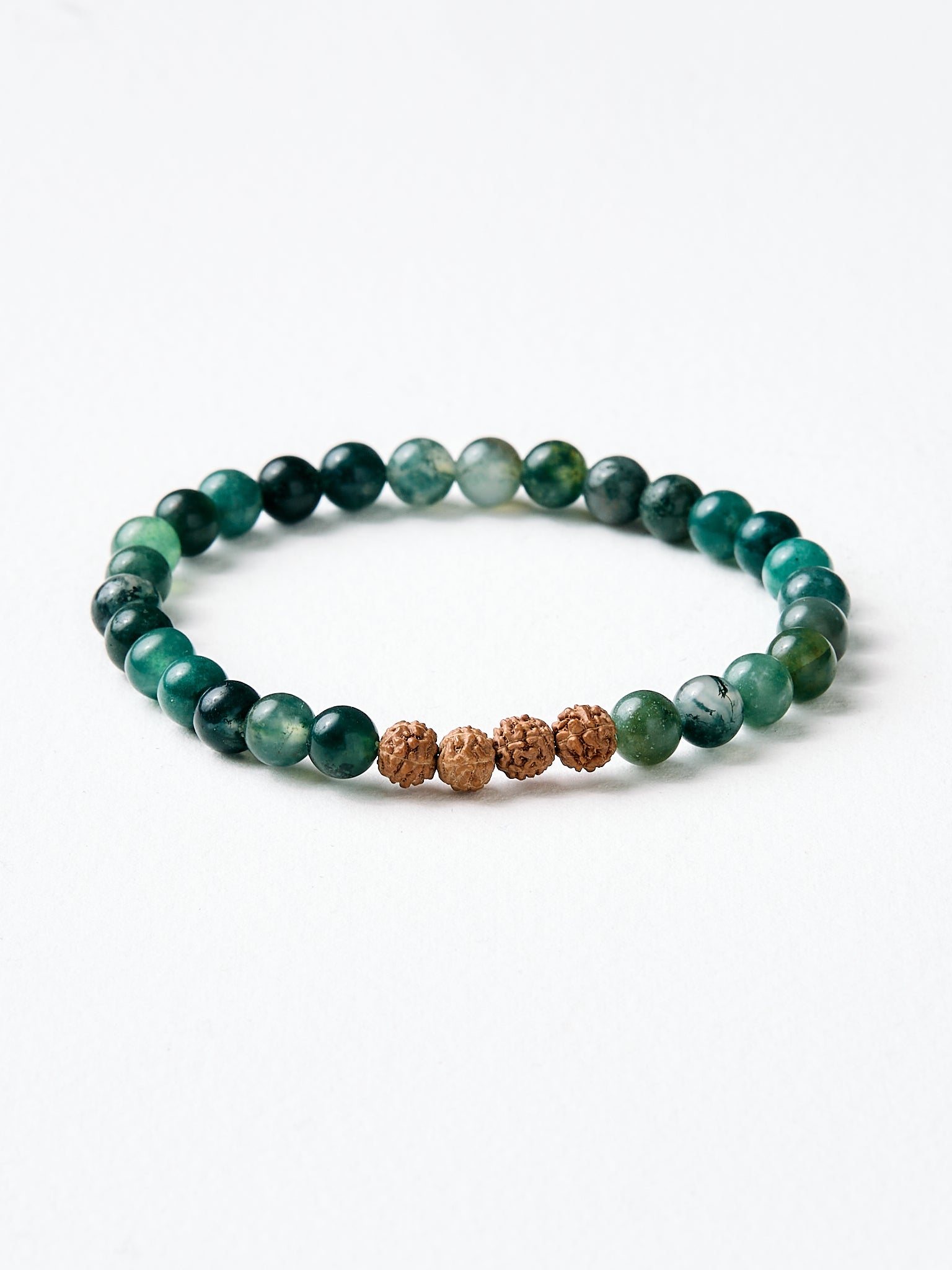 Green Moss Agate Mala Bead Bracelet for Meditation, Yoga & Spiritual Healing - Natural Stone Buddhist Prayer Beads for Mindfulness & Stress Relief
