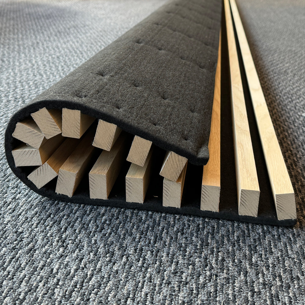 WOODFLEX Flexible Acoustic Battened Wood Slat Panel - 3-Sided Full Wrap Oak Veneer - 2700mm x 600mm - Soundproof Wall Paneling for Home Theater, Office & Studio