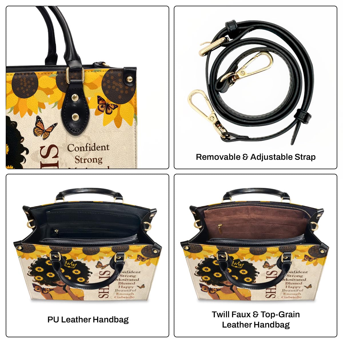 Custom Leather Handbag for African American Women - Unique Christmas Gift for Her - Perfect for Work, Parties & Special Occasions