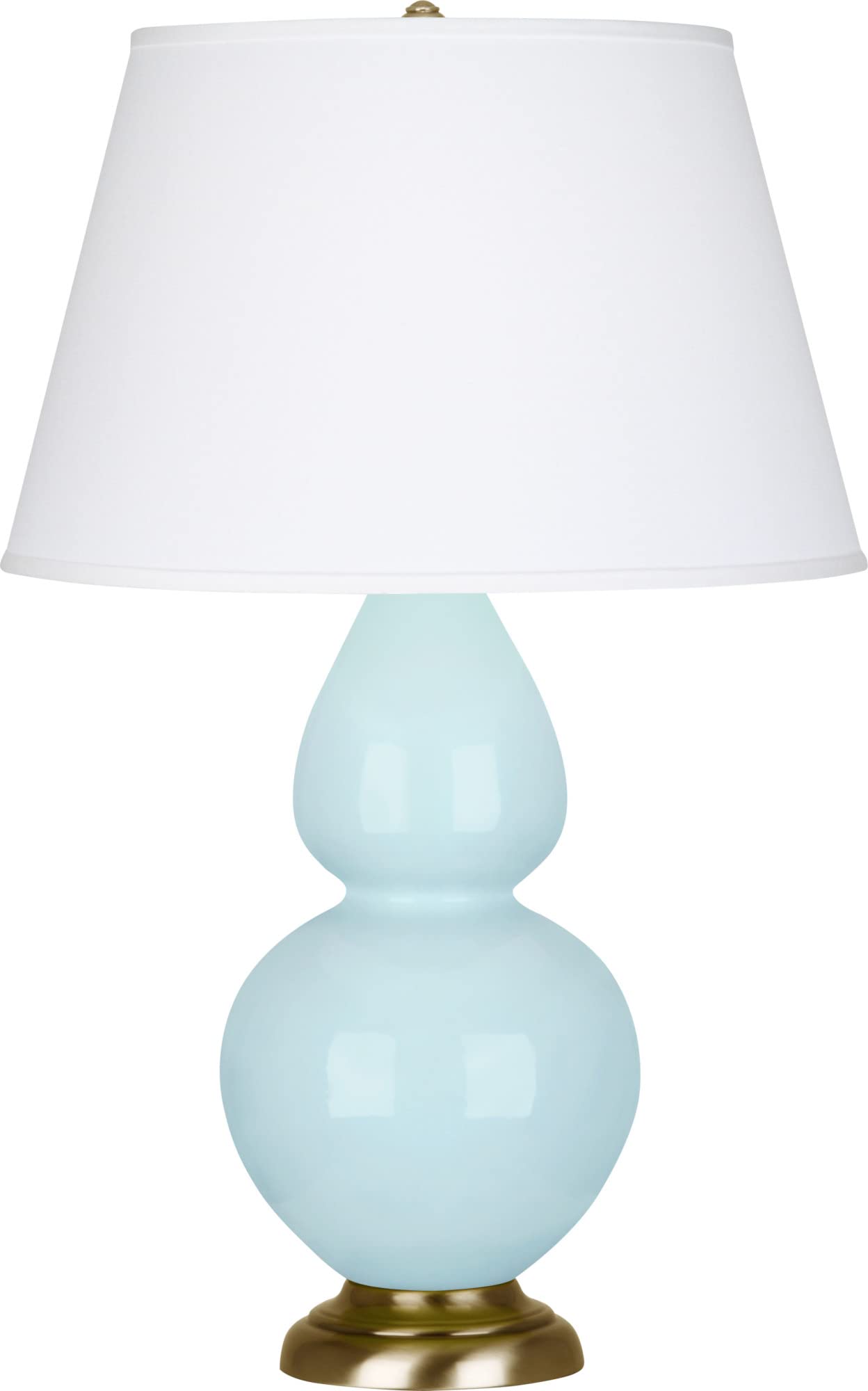 1666X Pearl Dupioni Fabric Shade Table Lamps - Baby Blue Glazed Ceramic Base with Antique Brass Finish - Perfect for Bedroom, Living Room & Office Decor