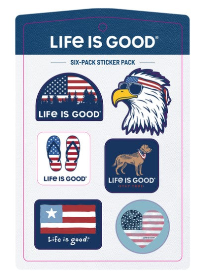 Americana Six Pack Sticker Pack - Patriotic USA Decals for Laptops, Water Bottles & DIY Crafts - Perfect for 4th of July, Independence Day & Home Decor