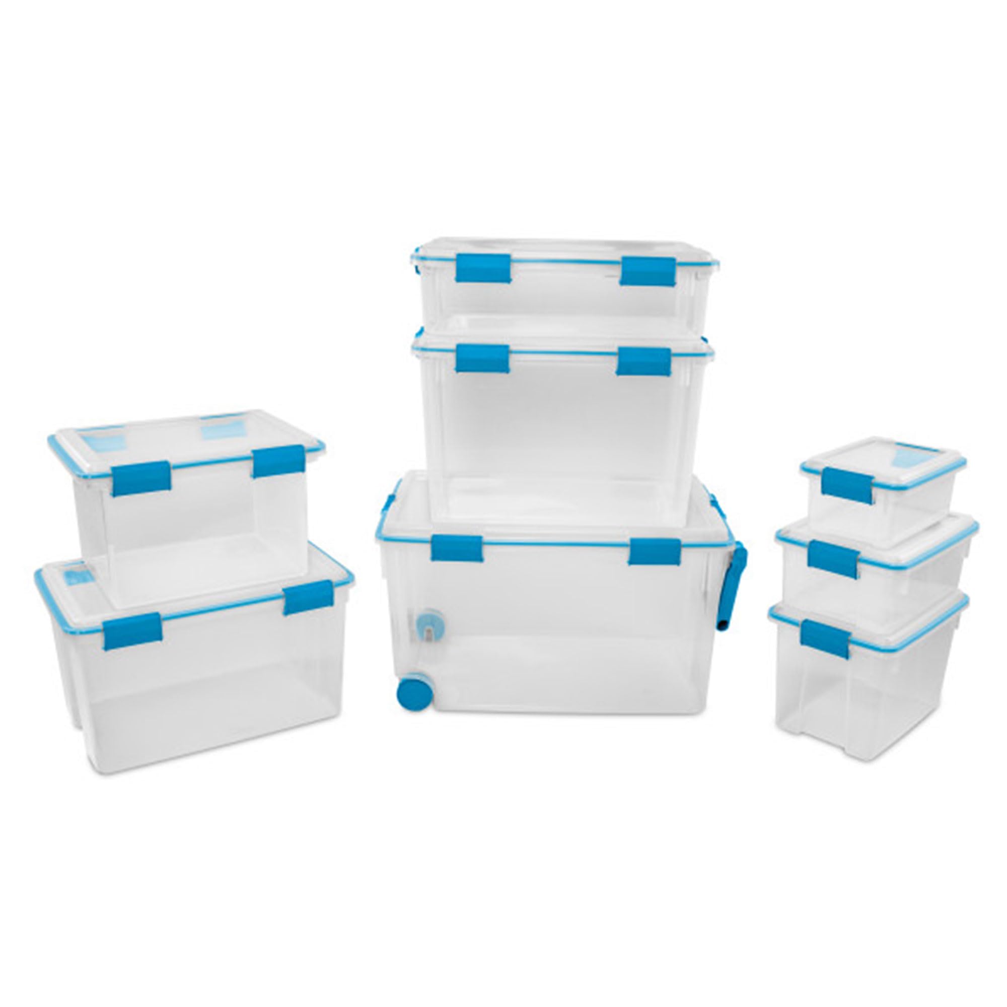 Sterilite 12-Pack 54 Quart Clear Plastic Storage Bins with Secure Latching Lids - Airtight Gasket Box for Home Organization, Closet Storage & Seasonal Decor