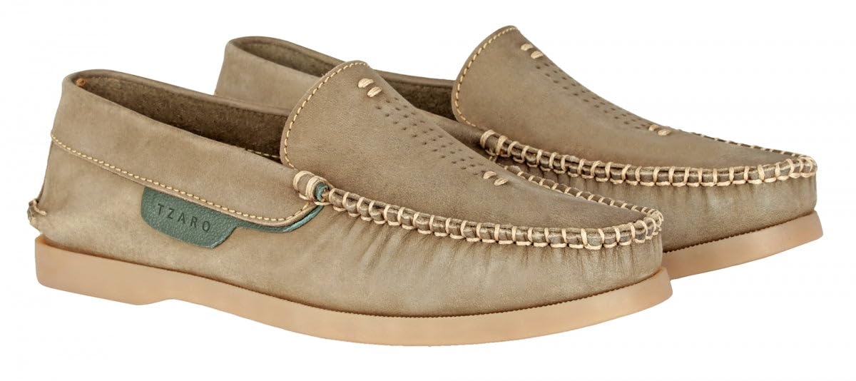 TZARO Genuine Leather Boat Shoes for Men - USS Midway Style, Casual Wear