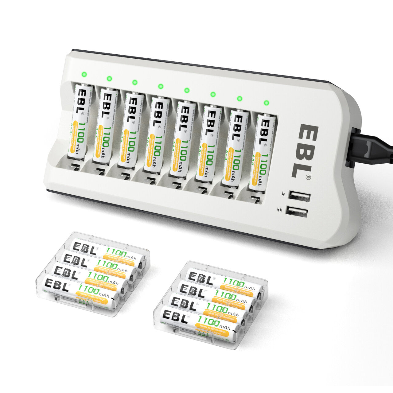 EBL 808U Fast Smart Battery Charger for AA AAA NiMH Rechargeable Batteries - Perfect for Cameras, Toys, and Electronic Devices