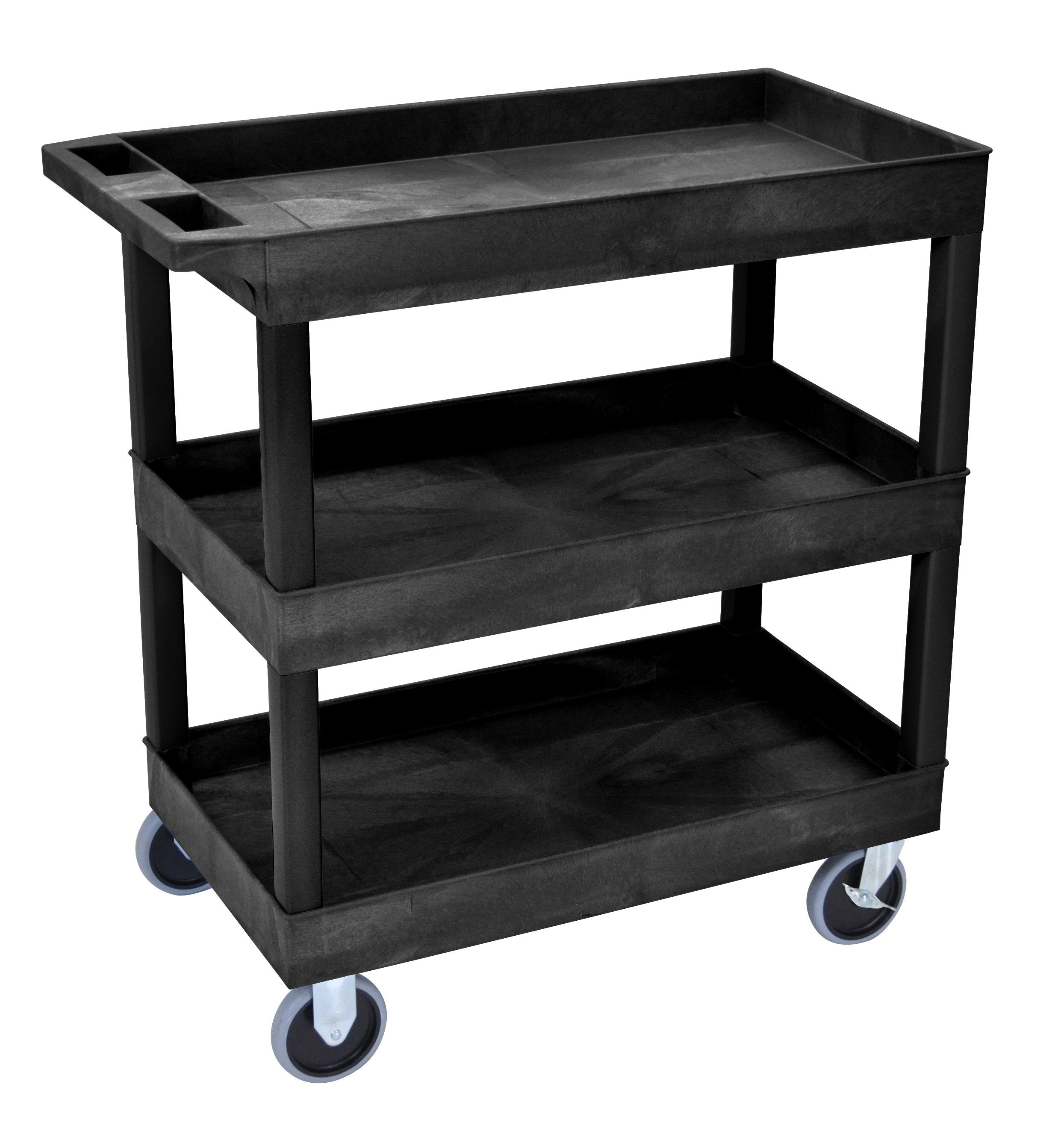 Black Luxor HD High Capacity 3-Tier Rolling Shelves Cart - Perfect for Kitchen Storage, Bathroom Organization & Office Supplies