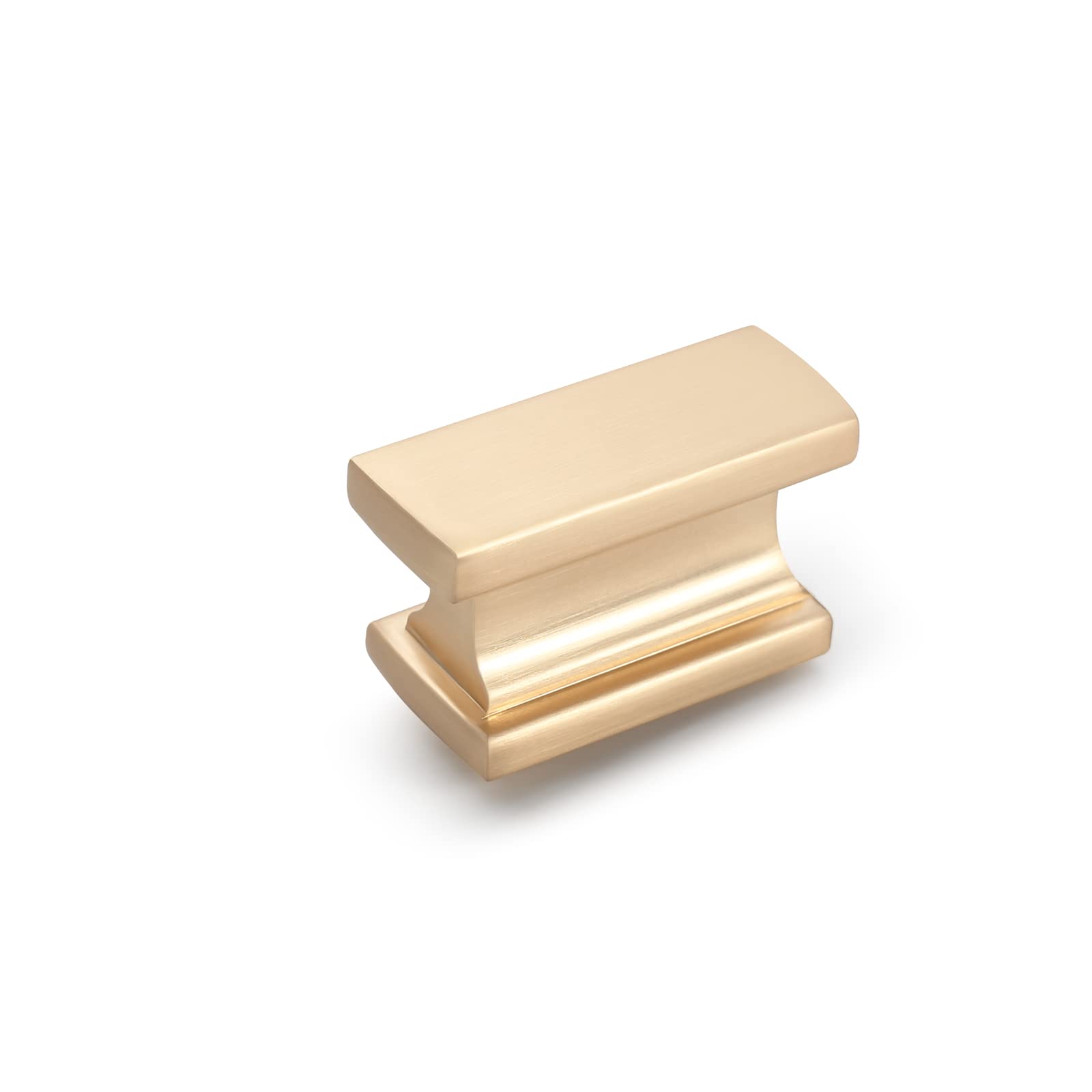 Amerdeco 20 Pack Gold Cabinet Knobs - 1.46 Inch (37mm) Single Hole Brushed Brass Drawer Pulls - Rectangle Dresser Handles for Bathroom, Kitchen & Furniture Cabinets - Easy DIY Installation & Home Decor Upgrade