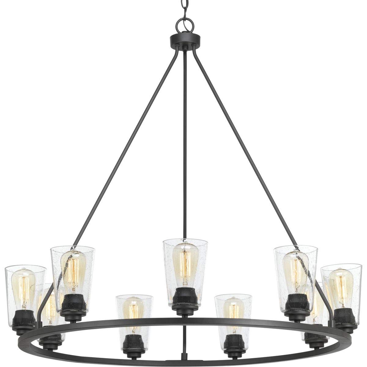 9-Light Farmhouse Chandelier in Graphite - Rustic Ceiling Lighting Fixture for Dining Room, Kitchen Island & Bedroom | Debut Collection
