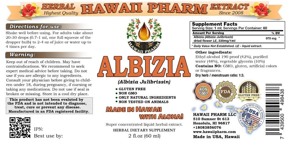 Albizia Liquid Extract (Albizia julibrissin) - Organic Flower Tincture Supplement 2 oz for Stress Relief & Sleep Support - Natural Herbal Remedy for Anxiety, Relaxation & Mood Balance