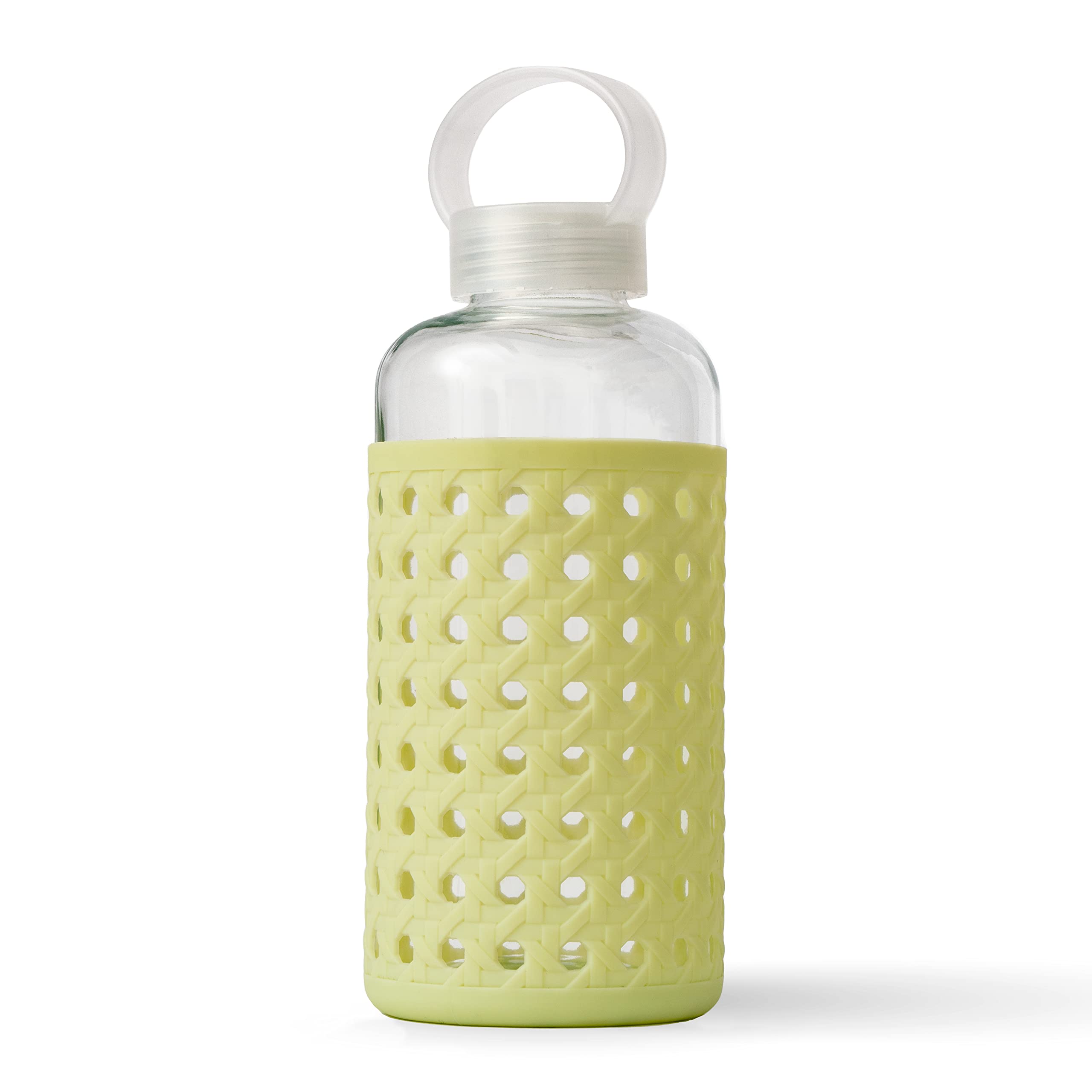 **Apana Yoga Glass Water Bottle - BPA Free, Non-Slip Sleeve, Leak Proof Lid - Reusable 19oz & 32oz Sports Water Bottle with Wide Mouth - Perfect for Yoga, Gym & Outdoor Hydration**