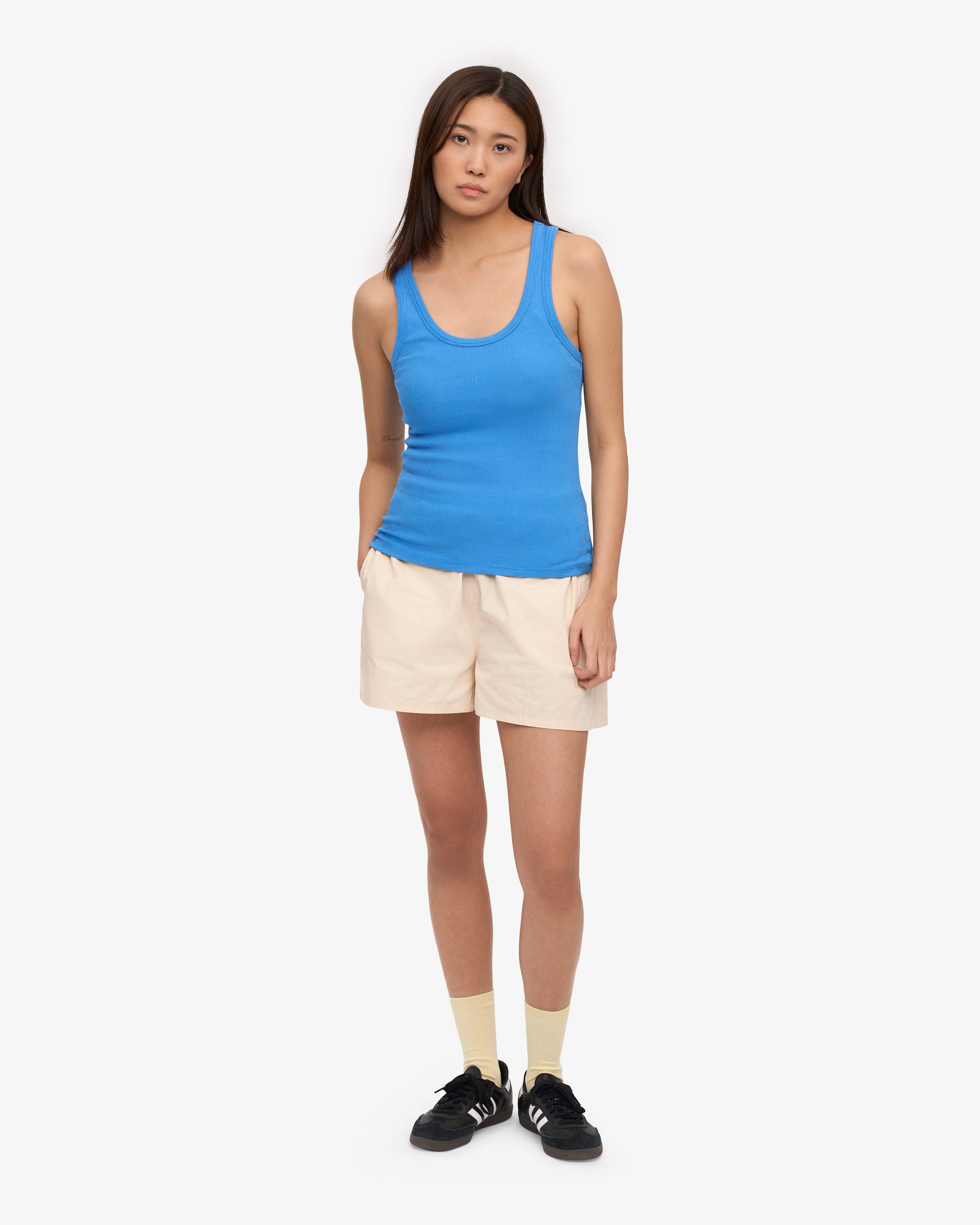 Organic Women's Ribbed Tank Top - Pacific Blue | Soft & Breathable for Yoga, Gym & Summer Outfits