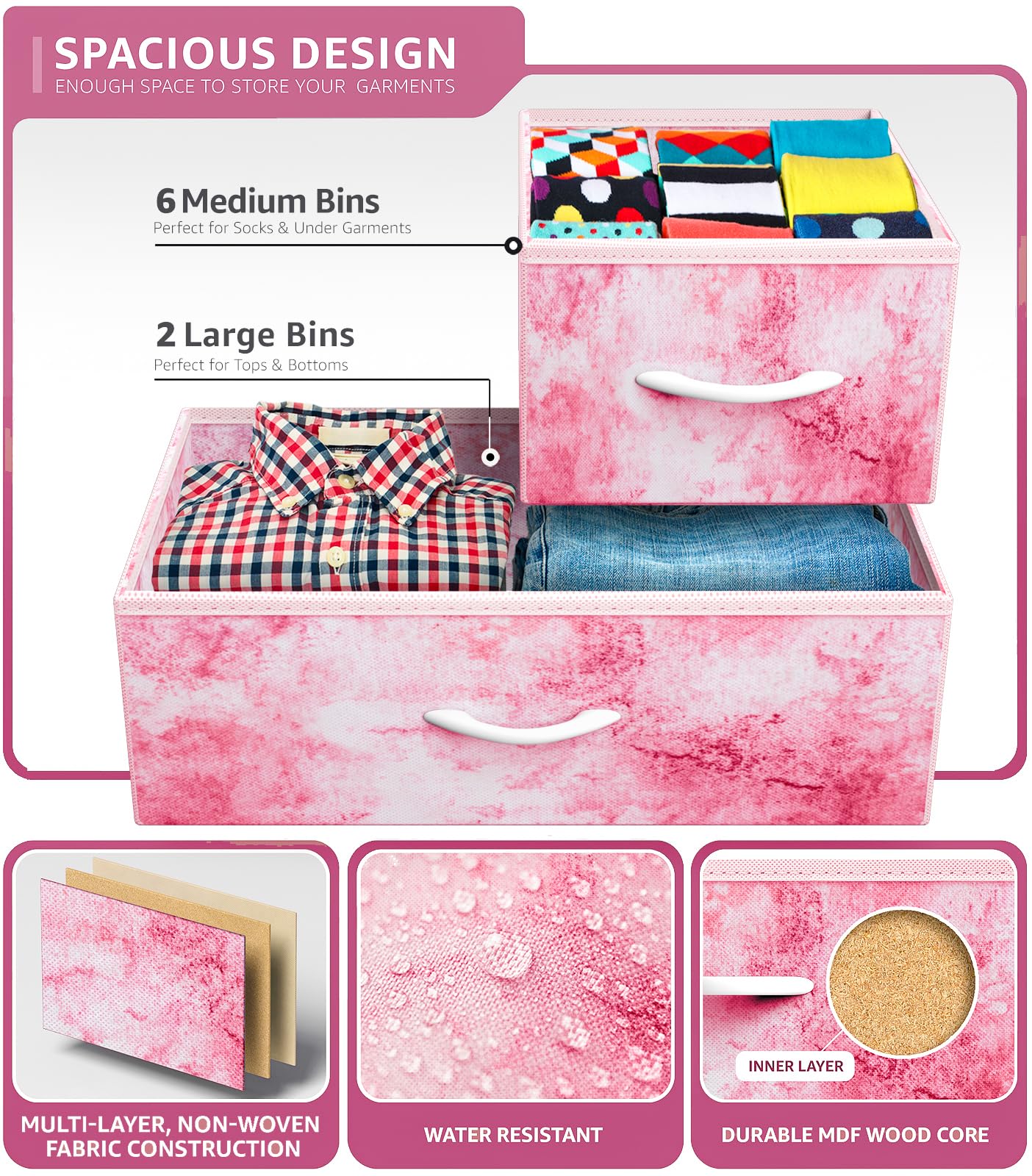 Sorbus 8-Drawer Kids Dresser with Steel Frame & Wood Top - Fabric Bin Organizer for Clothes & Toys - Sturdy Nursery, Bedroom & Closet Storage Furniture - Perfect for Kids Room Organization & Small Space Storage Solutions