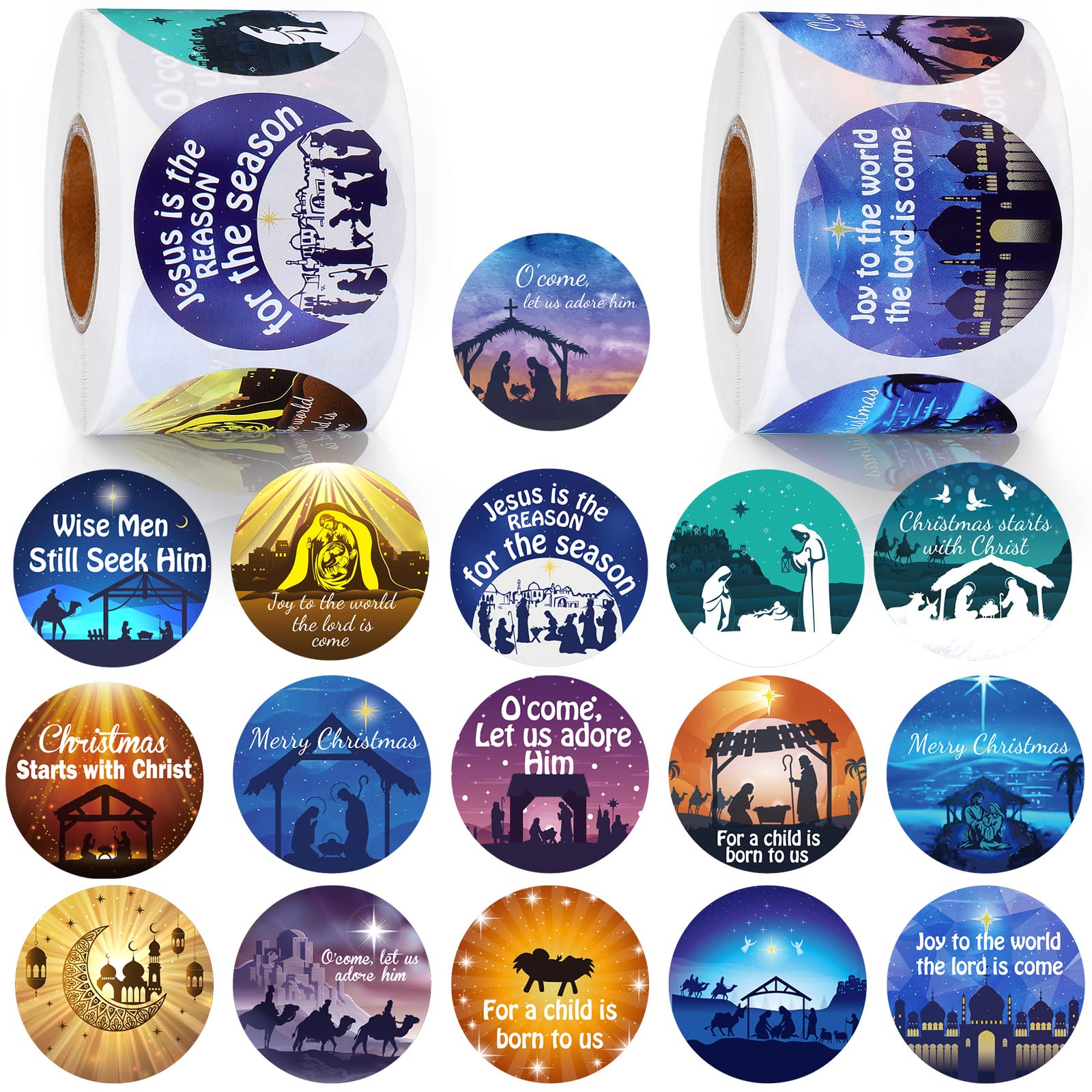 800Pcs Christmas Religious Stickers - Nativity Scene, Jesus & Christian Faith Roll Stickers for Holiday Cards, Envelopes & Gifts | Perfect for Xmas Decorations, Scrapbooking & Bible Journaling
