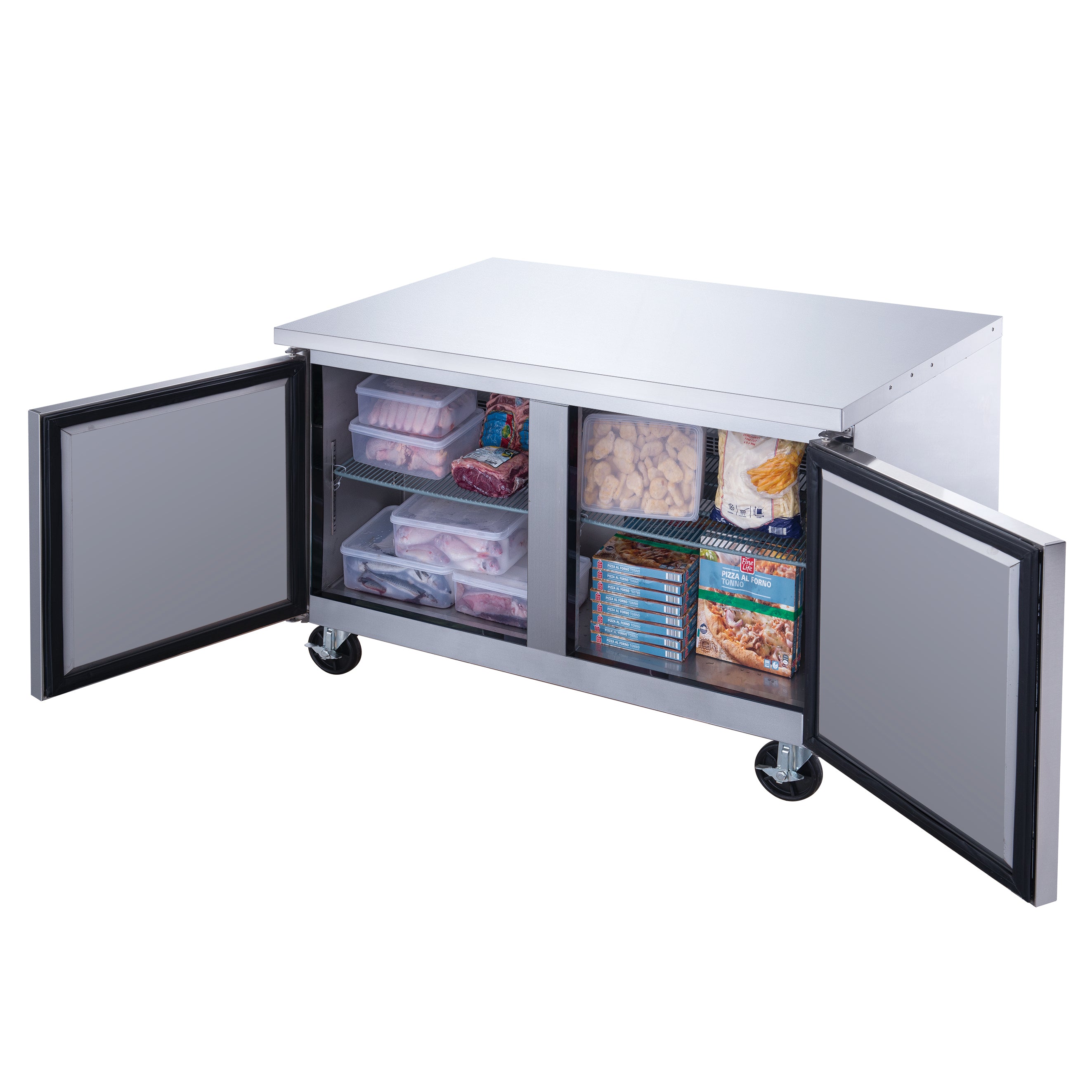 Dukers DUC48F 2 Door Undercounter Freezer - Stainless Steel Commercial Freezer for Restaurants, Bars & Kitchen Storage
