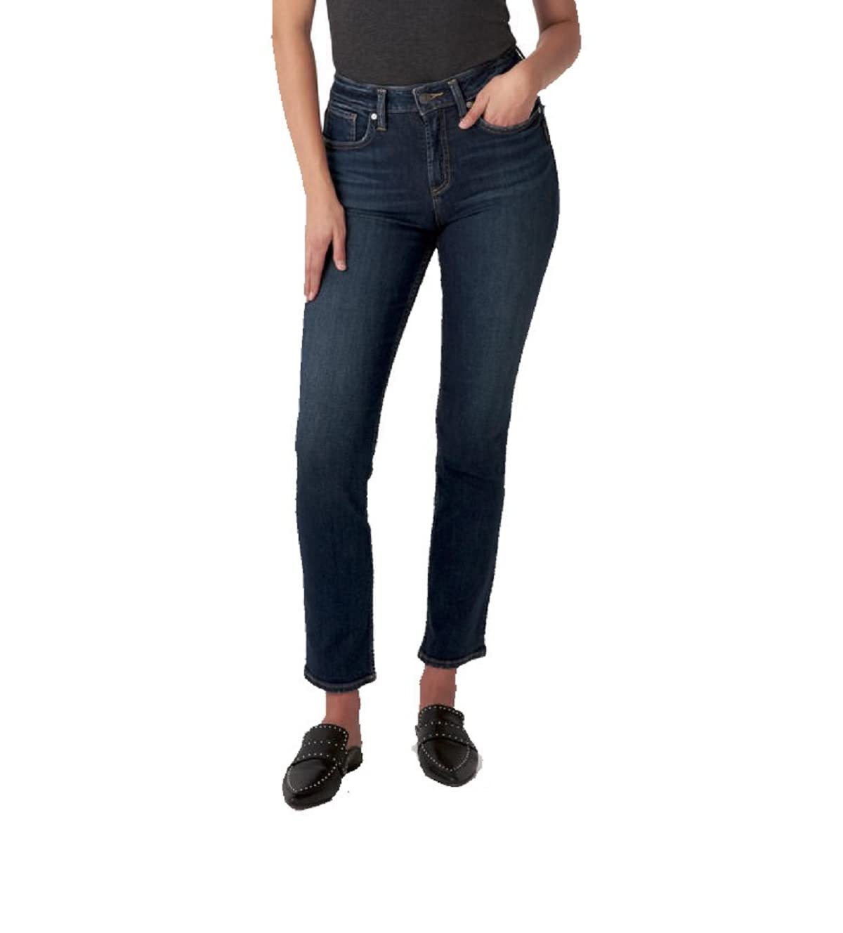 Silver Jeans Co. Women's Avery High Rise Straight Leg Jeans - Comfortable & Stylish Denim Pants for Casual Wear, Office & Night Out