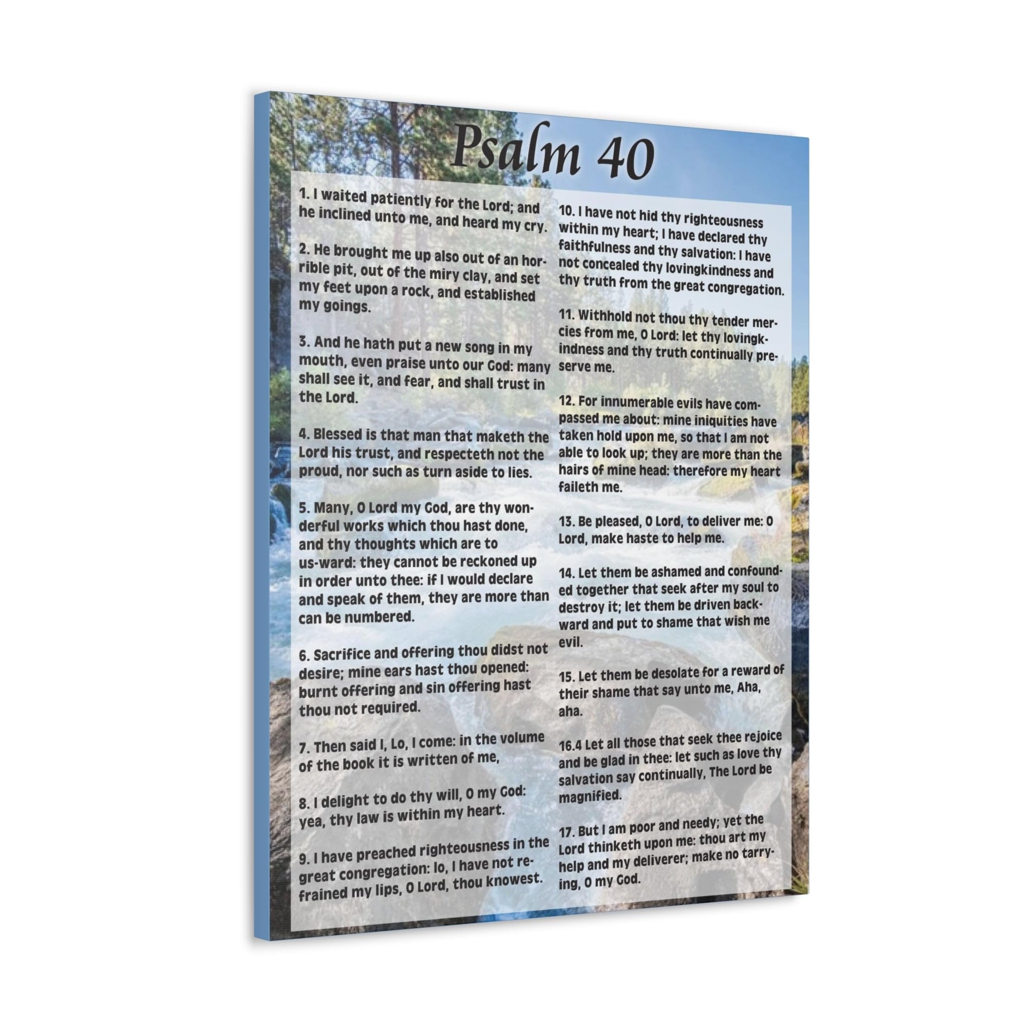 Beautiful Bible Art Canvas - Psalm 40 'My Deliverer Heard Me' - Inspirational Christian Wall Decor for Home, Church & Office - Perfect Gift for Weddings, Baptisms & Religious Occasions
