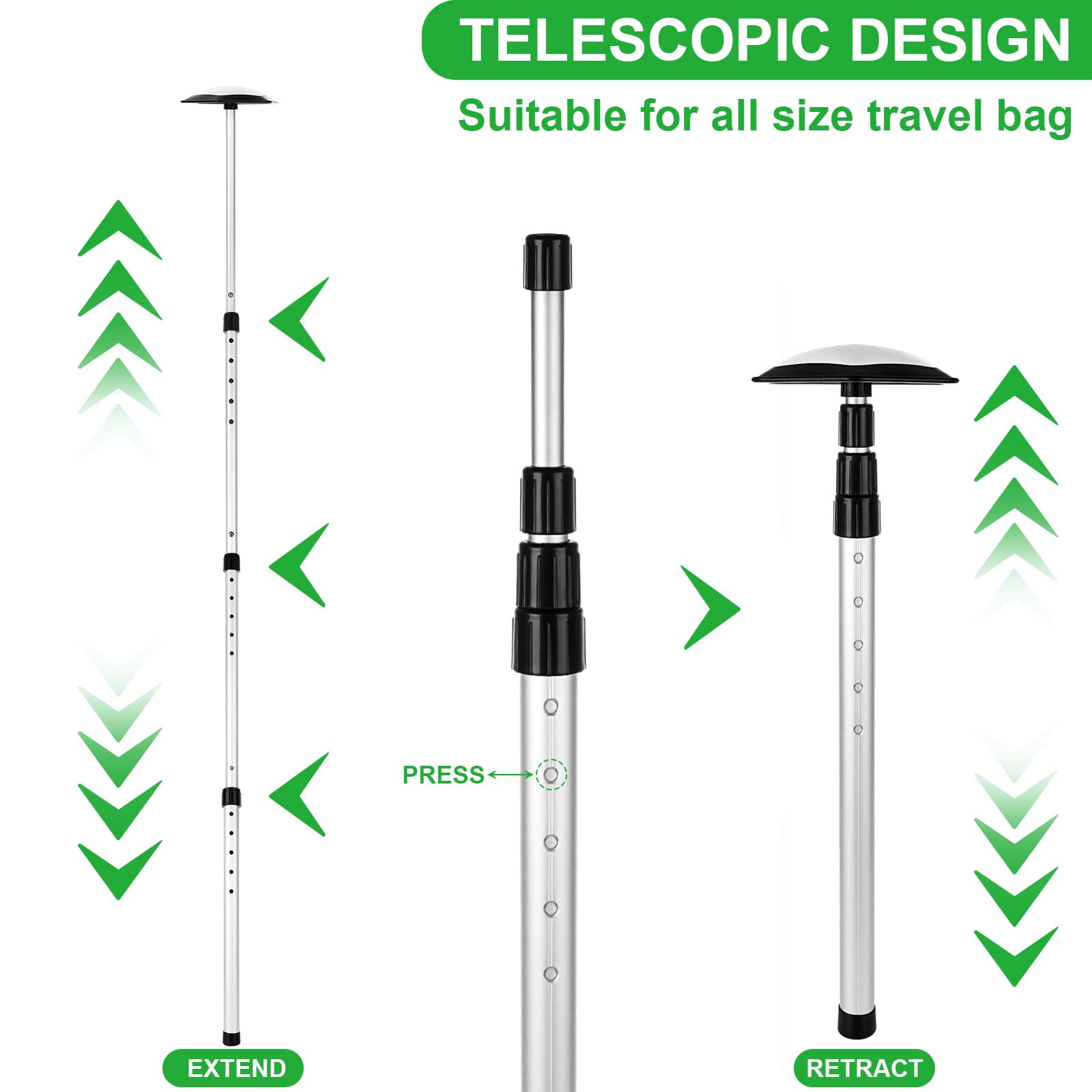 MNKNENG Telescoping Aluminum Alloy Golf Stiff Arm - Oversized Anti-Impact Support Rod Pole for Golf Travel Bags | Durable Golf Club Protector Stick for Air Travel & Road Trips