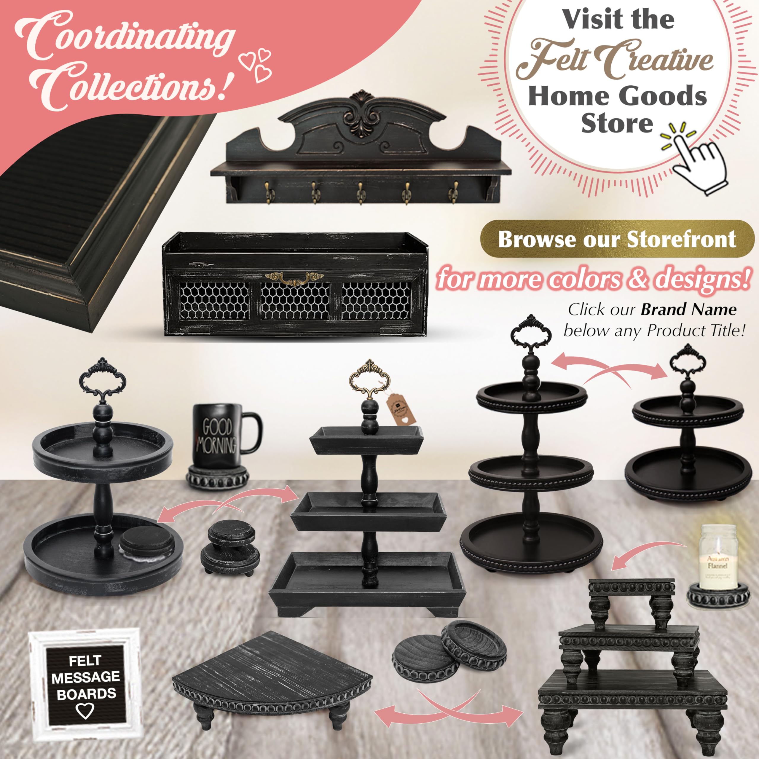 Rustic Black Chicken Wire Countertop Shelving Organizer - Farmhouse Kitchen Pantry Storage Cabinet - Decorative Display Shelf for Country Kitchen Island - Perfect for Organizing Spices, Cookbooks & Kitchen Essentials