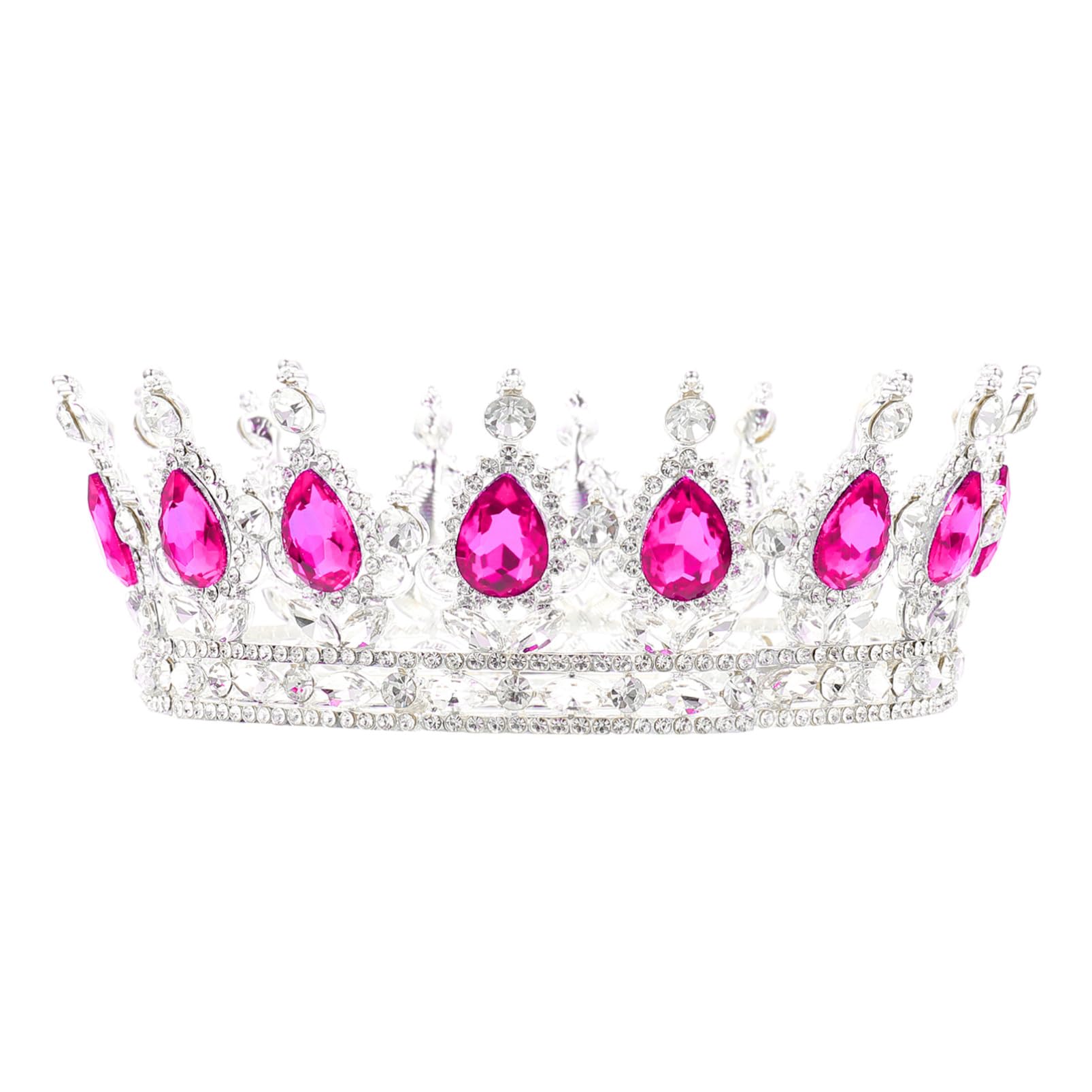 POPETPOP Round Bridal Tiara - Crystal Headband Hair Accessories for Girls & Women | Rhinestone Princess Crown for Wedding, Prom, Quinceañera & Special Occasions | Alloy Wedding Bride Tiara with Graceful Design
