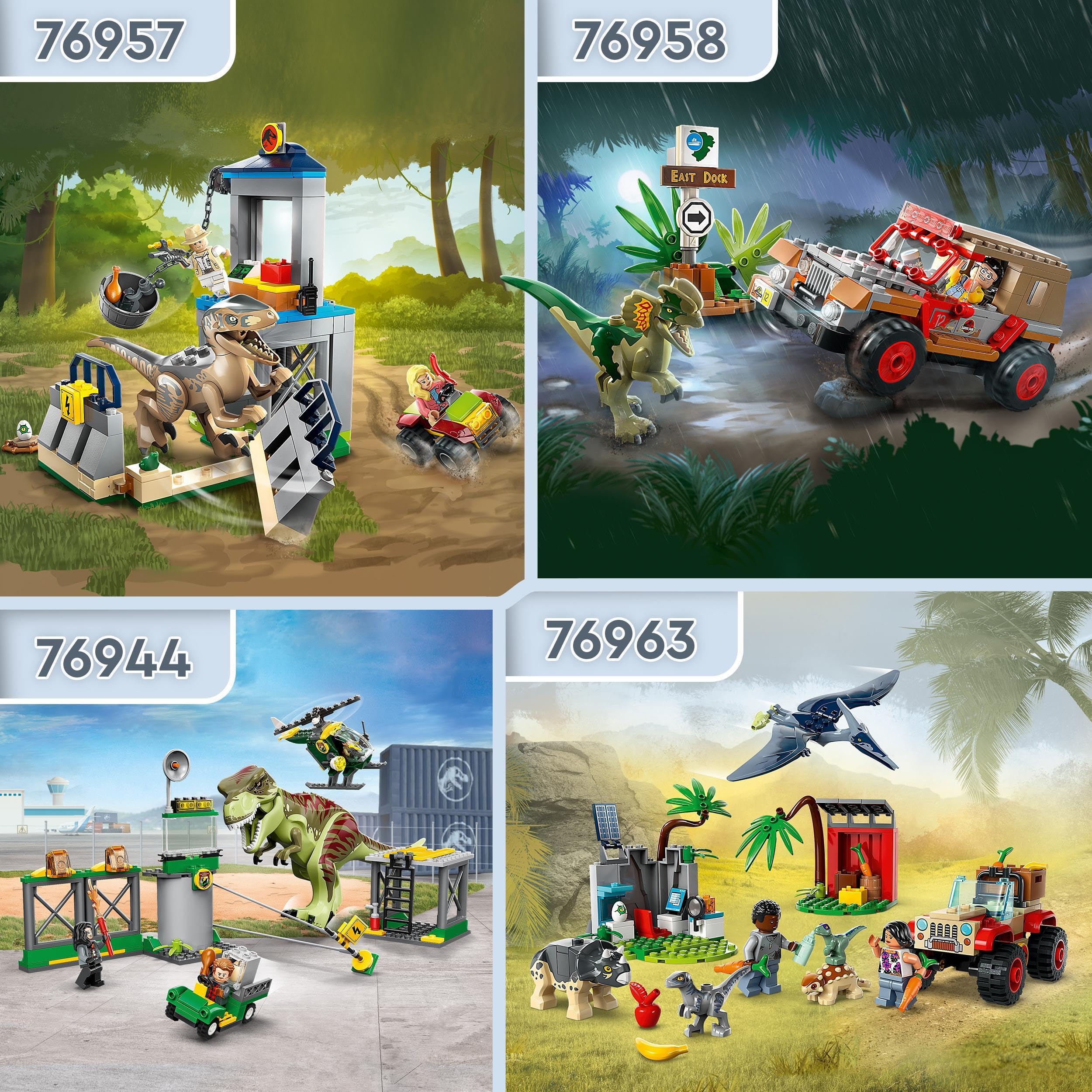 LEGO Jurassic World Baby Dinosaur Rescue Center Toy Set with Triceratops, Ankylosaurus & Velociraptor Figures - Creative Building Kit for Kids Ages 4+ (Set 76963) | Perfect Gift for Boys & Girls | Dinosaur Adventure Play & Display
