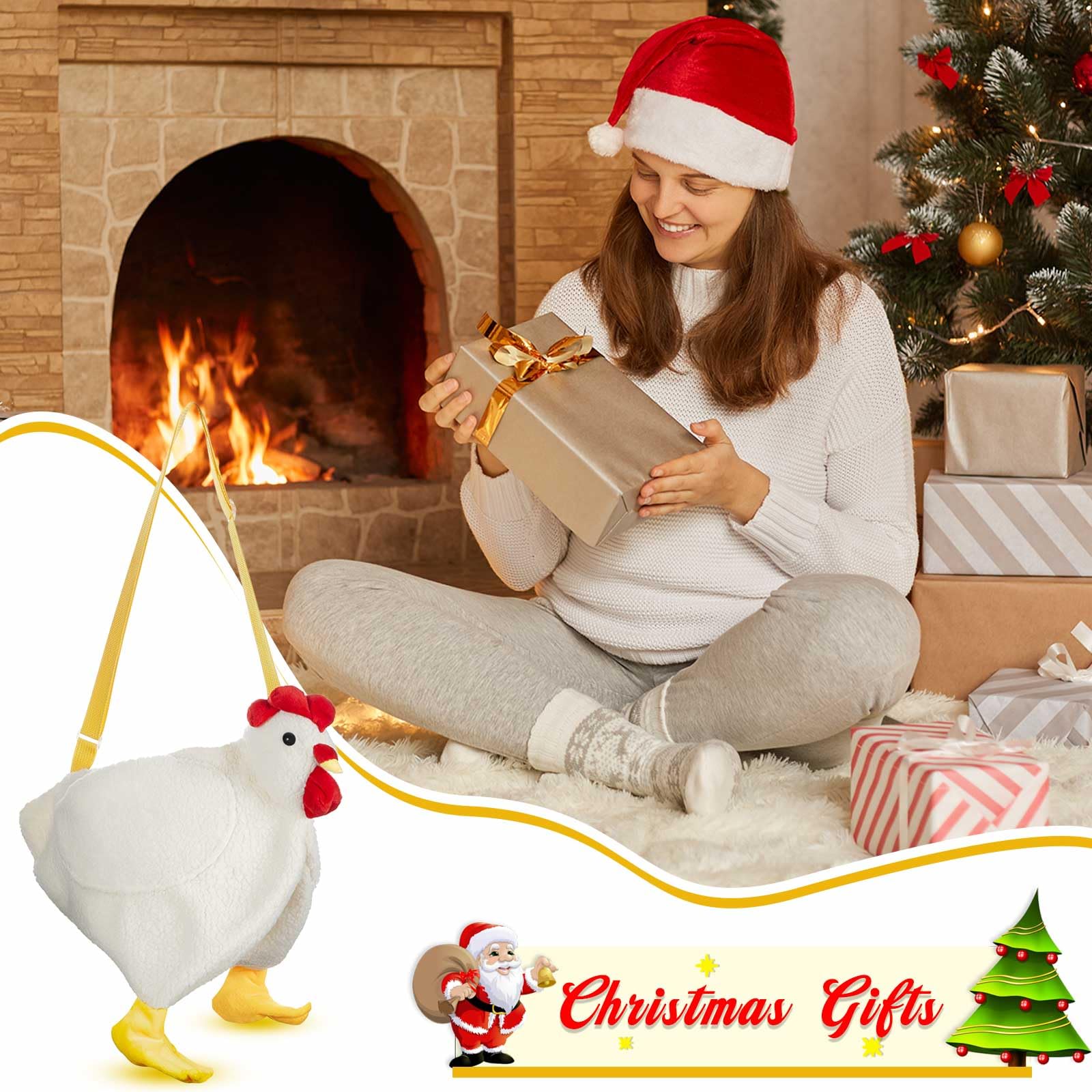 Saintrygo Fluffy Chicken Hen Purse Bag - Cute Animal Shoulder Handbag for Women & Girls - Perfect Funny Gift for Christmas, Birthday, Party & Cosplay Accessories