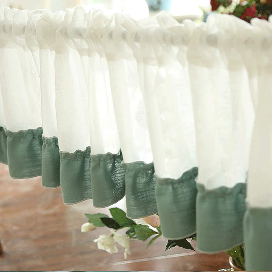 Half Kitchen Window Curtains Sheer Cafe Curtains with Valance - Bathroom Small Short Tier Curtains for Living Room - Rod Pocket Window Treatment (1 Piece) - Perfect for Kitchen, Bathroom & Living Room Decor