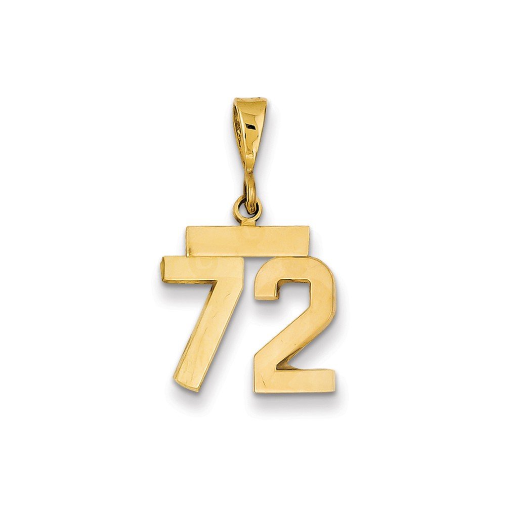 14K Solid Yellow Gold Small Number 72 Charm Pendant - Perfect for Birthdays, Anniversaries & Personalized Jewelry Gifts
