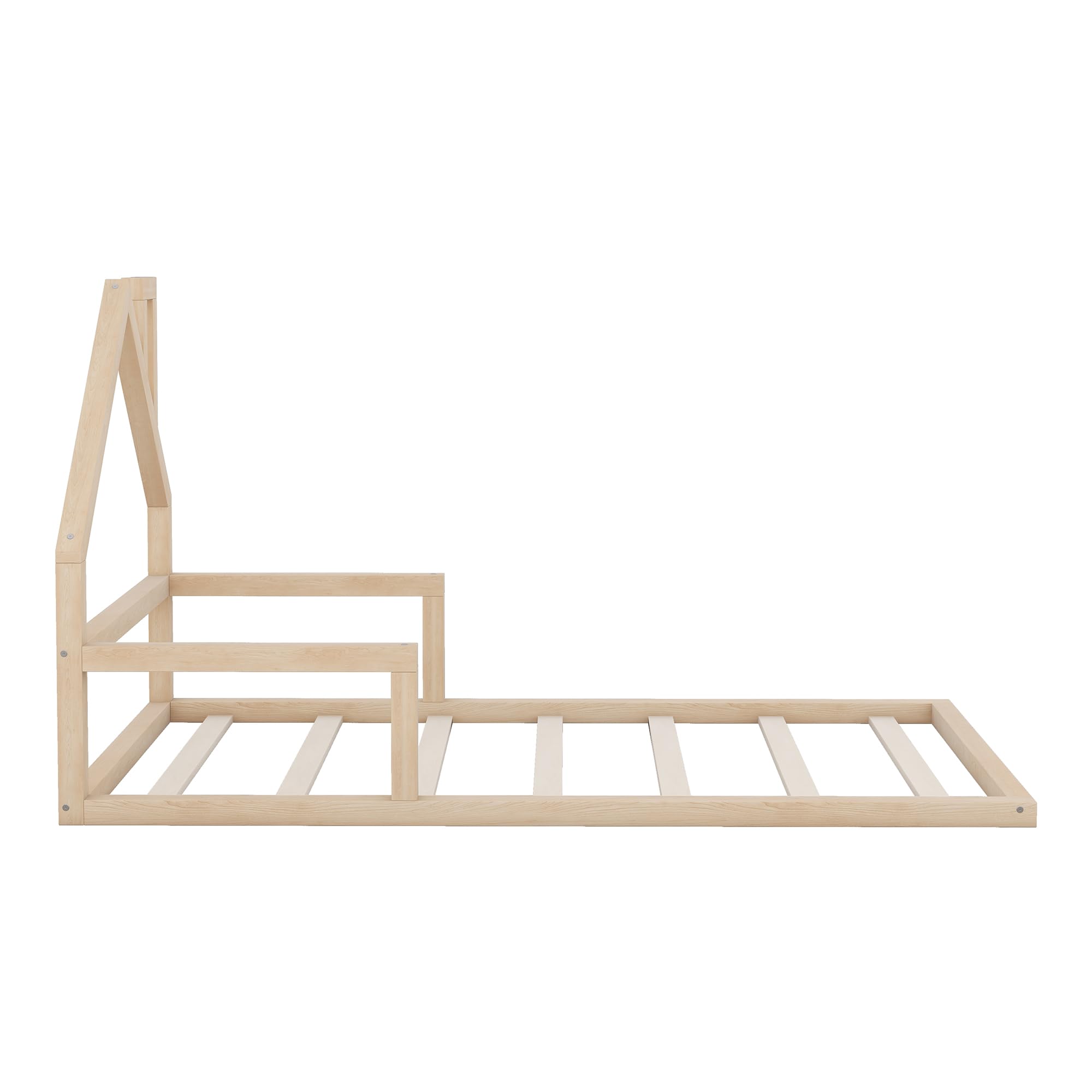 Harper & Bright Designs Twin Kids Bed with House-Shaped Headboard - Solid Wood Slats Platform Bed Frame for Girls & Boys, No Box Spring Needed - Natural Wood Finish - Perfect for Kids' Bedrooms, Playrooms & Montessori Spaces