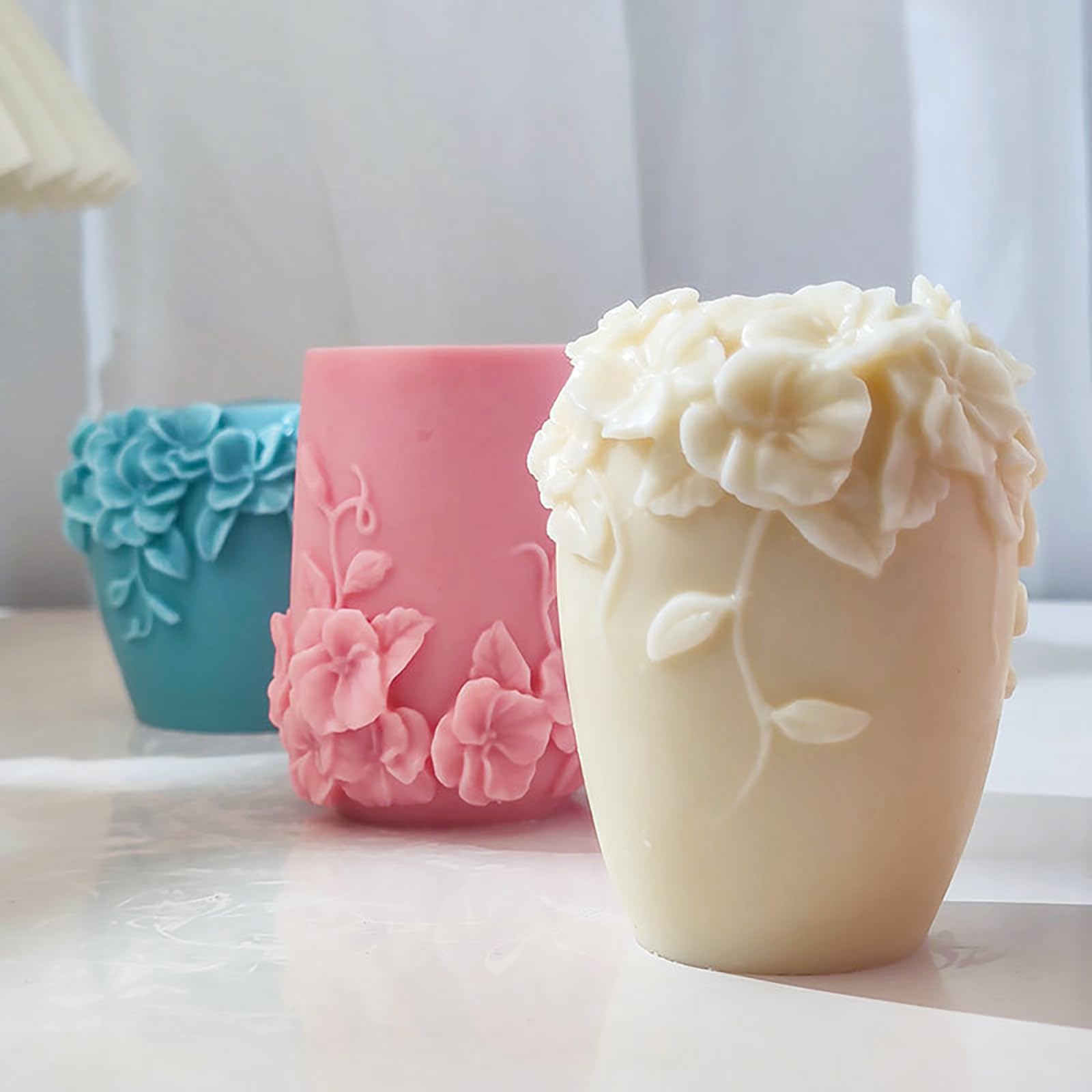 Premium Silicone Cylinder Candle Molds for DIY Home Decor - Rose Flower & Wave Spiral Pillar Molds for Resin Casting & Candle Making - Perfect for Wedding Centerpieces, Spa Relaxation & Holiday Decorations