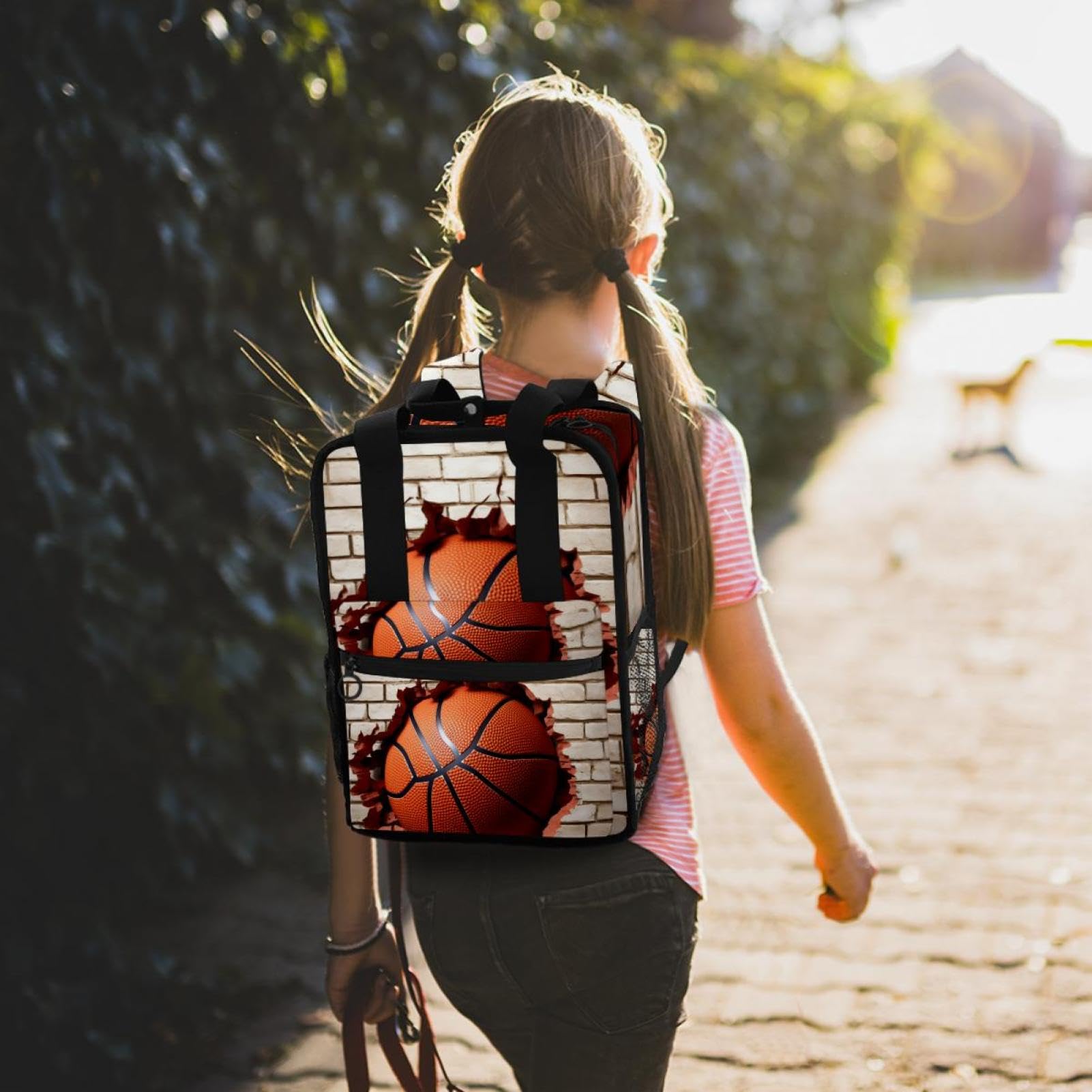 Stylish Travel & Work Backpack with Basketball Wall Texture Design - Perfect for Commuting, Gym, and Outdoor Adventures