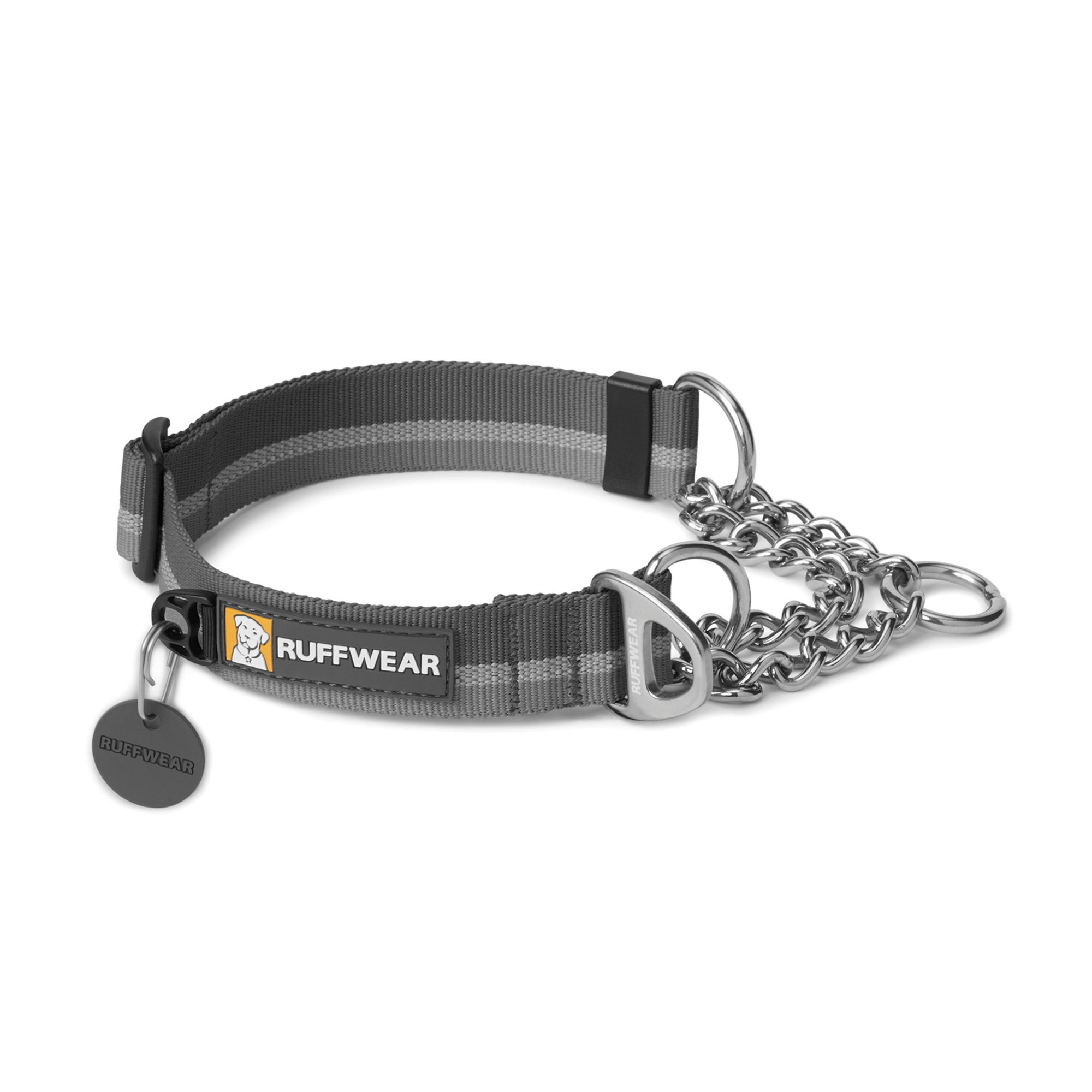 RUFFWEAR Chain Reaction Dog Collar - Twilight Gray, Small Size - Durable & Reflective for Nighttime Safety - Perfect for Hiking, Running & Outdoor Adventures