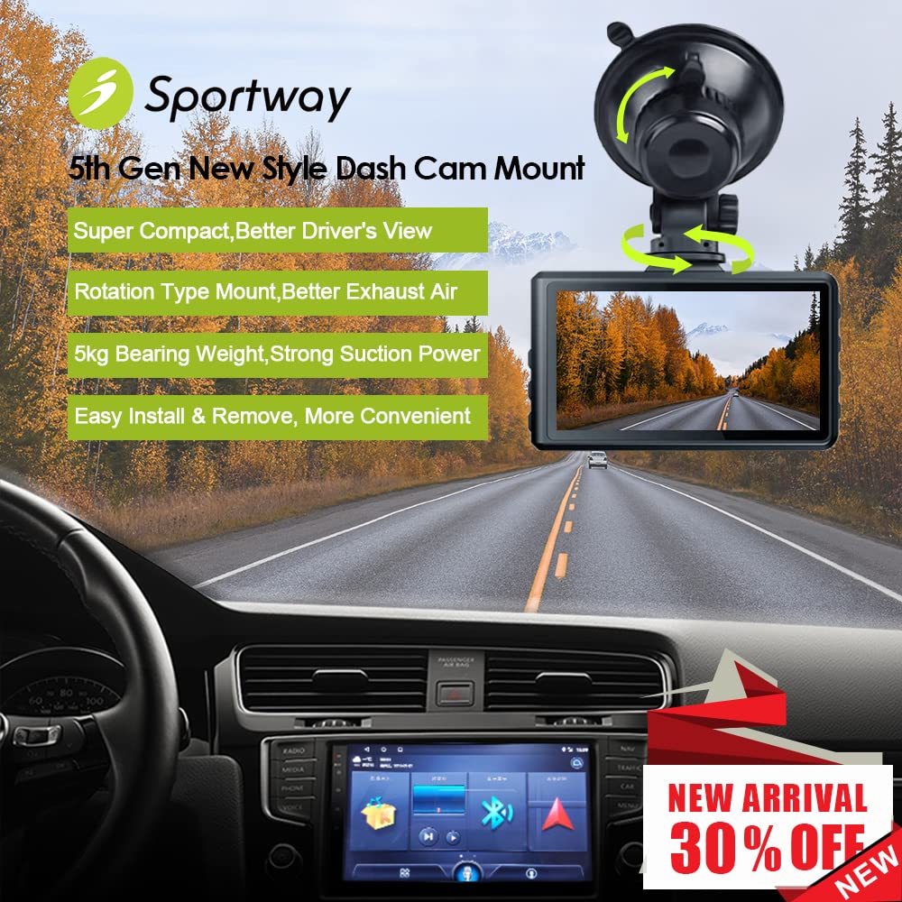 5th Gen S504 Suction Cup Dash Cam Mount Holder with 4x 360° Rotating Joints - Universal Fit for Apeman, Ssontong, Biuone, iZEEKER, HaHoco & Most Car Dash Cams - Perfect for Road Trips, Commuting & Secure Recording
