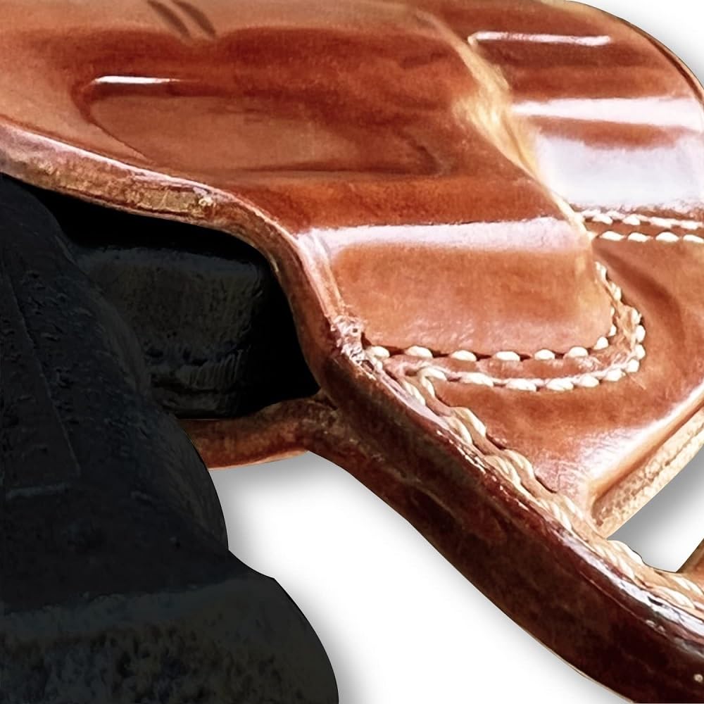 Leather Pancake OWB Belt Holster for Glock 43X MOS 9mm - Right Hand Draw, Brown - Concealed Carry & Outdoor Use