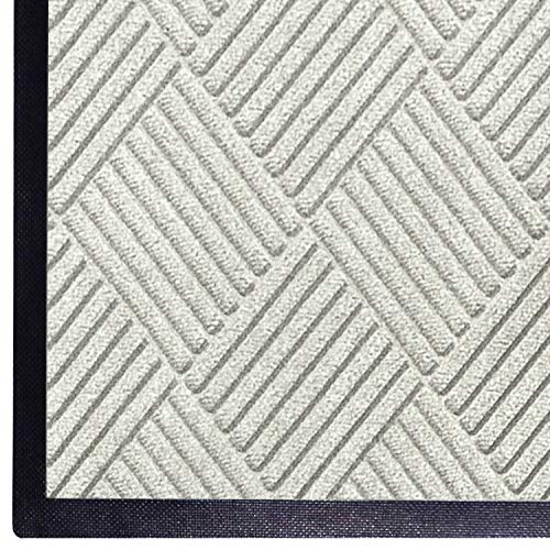 Premium WaterHog Diamond Commercial-Grade Entrance Mat with Rubber Border – Indoor/Outdoor Heavy Duty Doormat, Quick Drying, Stain & Slip Resistant, 4' x 10' White – Perfect for High Traffic Areas, Offices, Schools & Home Entryways