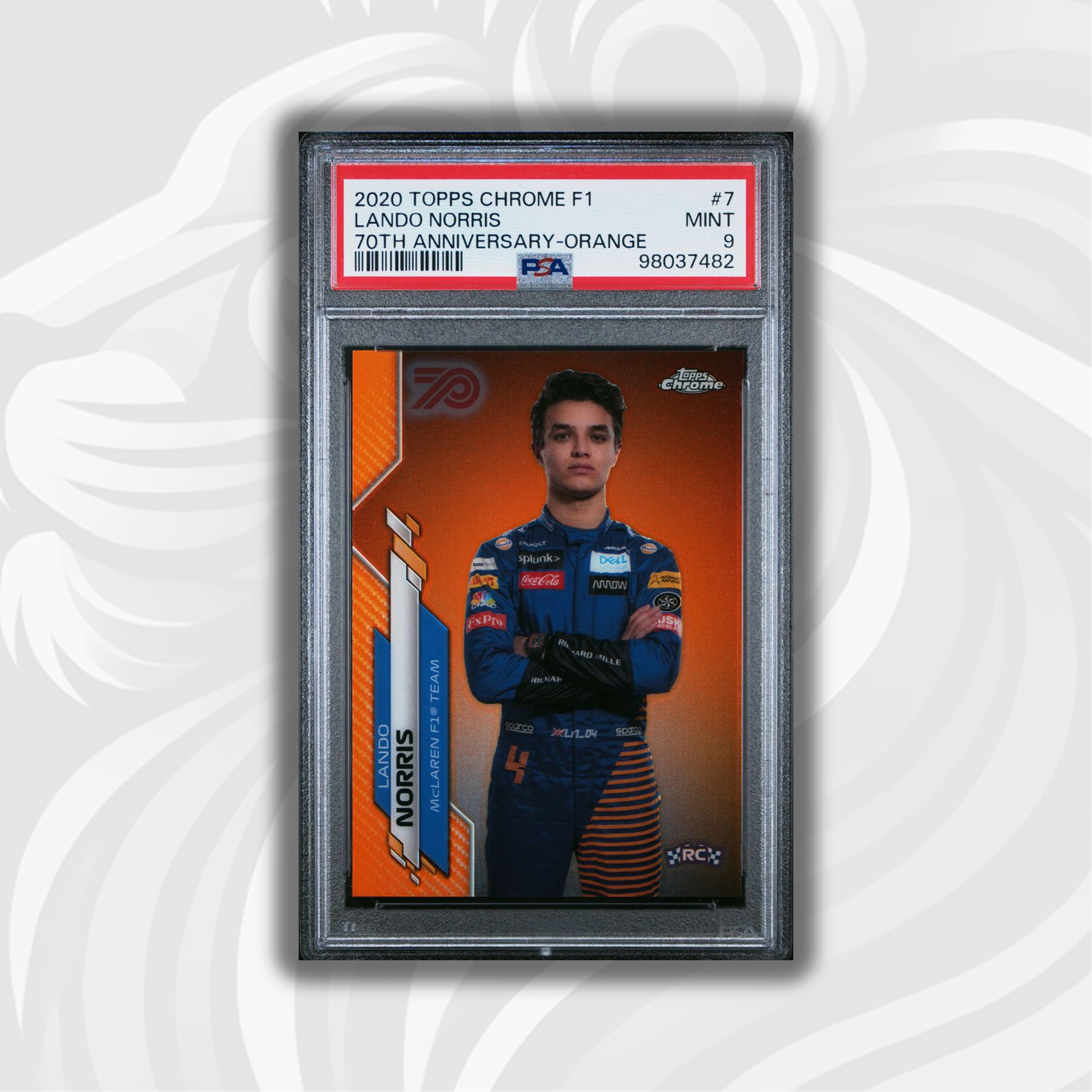 Lando Norris #7 2020 Topps Chrome F1 Rookie Card PSA 9 - 70th Anniversary Orange Edition - Perfect for F1 Collectors and Motorsport Fans