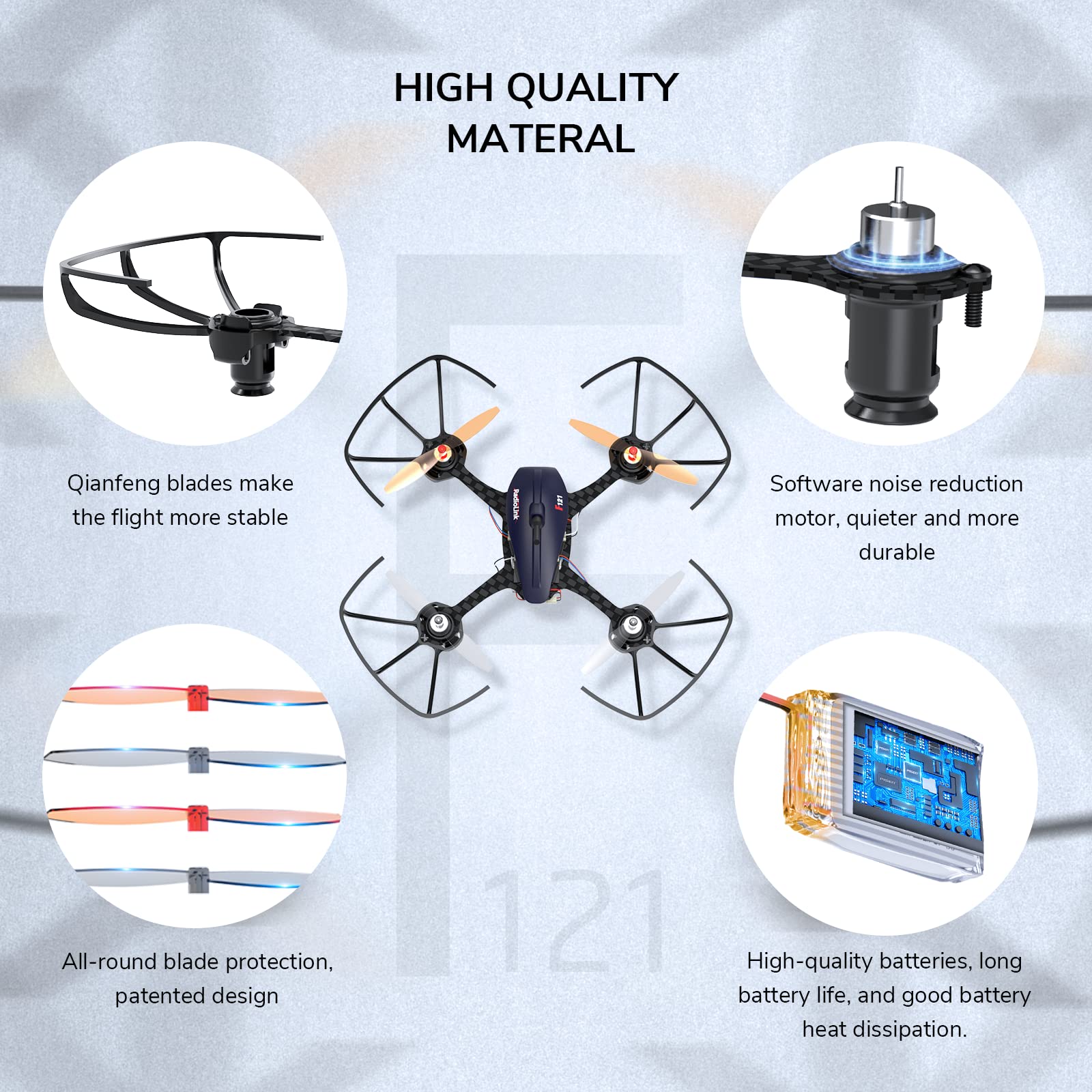 Radiolink F121 FPV Mini RC Drone with Camera - Ready to Fly Quadcopter for Adults & Kids Beginners, 121mm Brushed Motor, Includes 2 Batteries & Carrying Case, 25mW OSD Monitor - Perfect for UAV Education, Racing Practice & Outdoor Family Fun