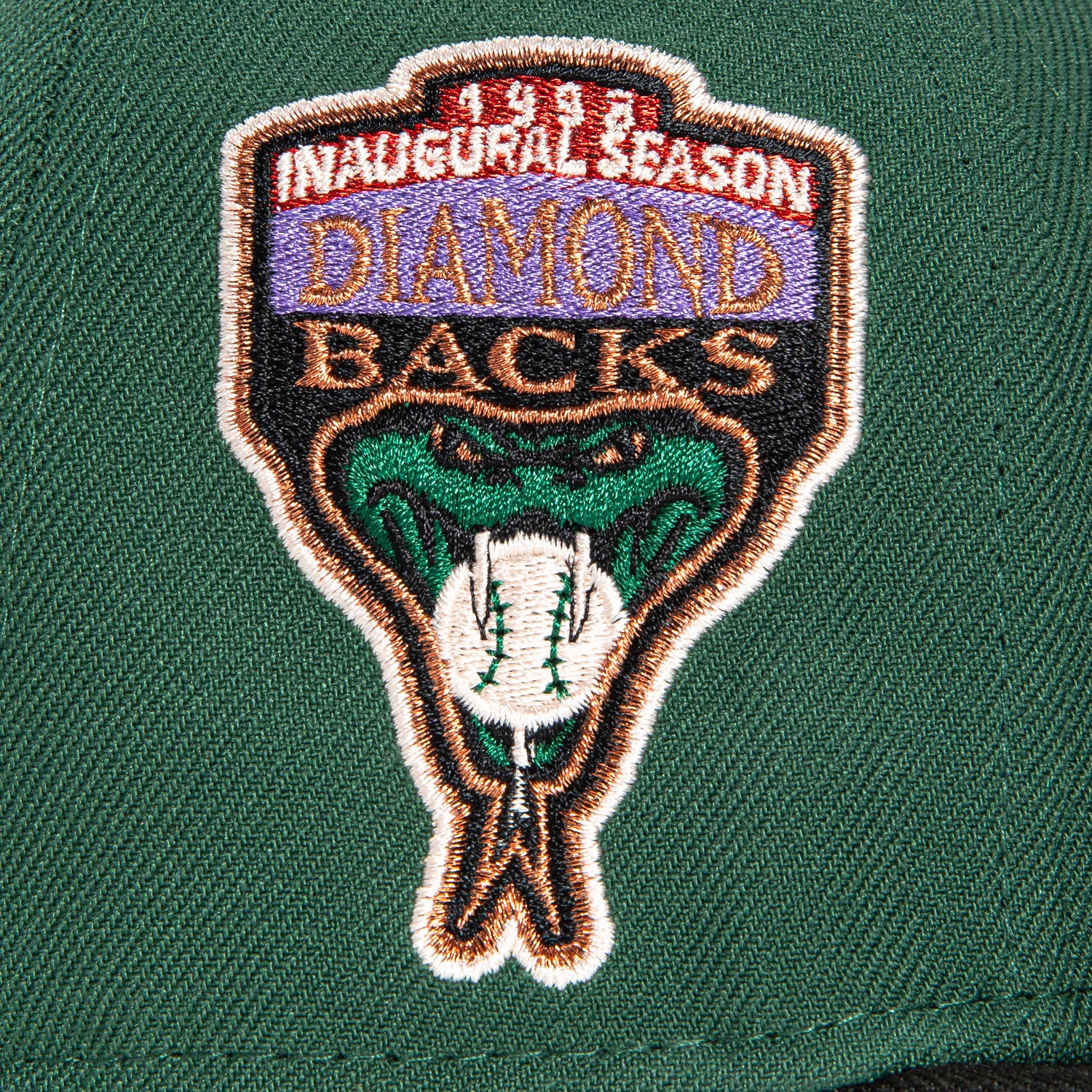 New Era 59Fifty Arizona Diamondbacks MLB Baseball Cap with Inaugural Patch - Green, Black, Apricot & Metallic Copper - Adjustable Snapback Hat for Men & Women - Perfect for Baseball Games, Sports Fans & Streetwear Fashion