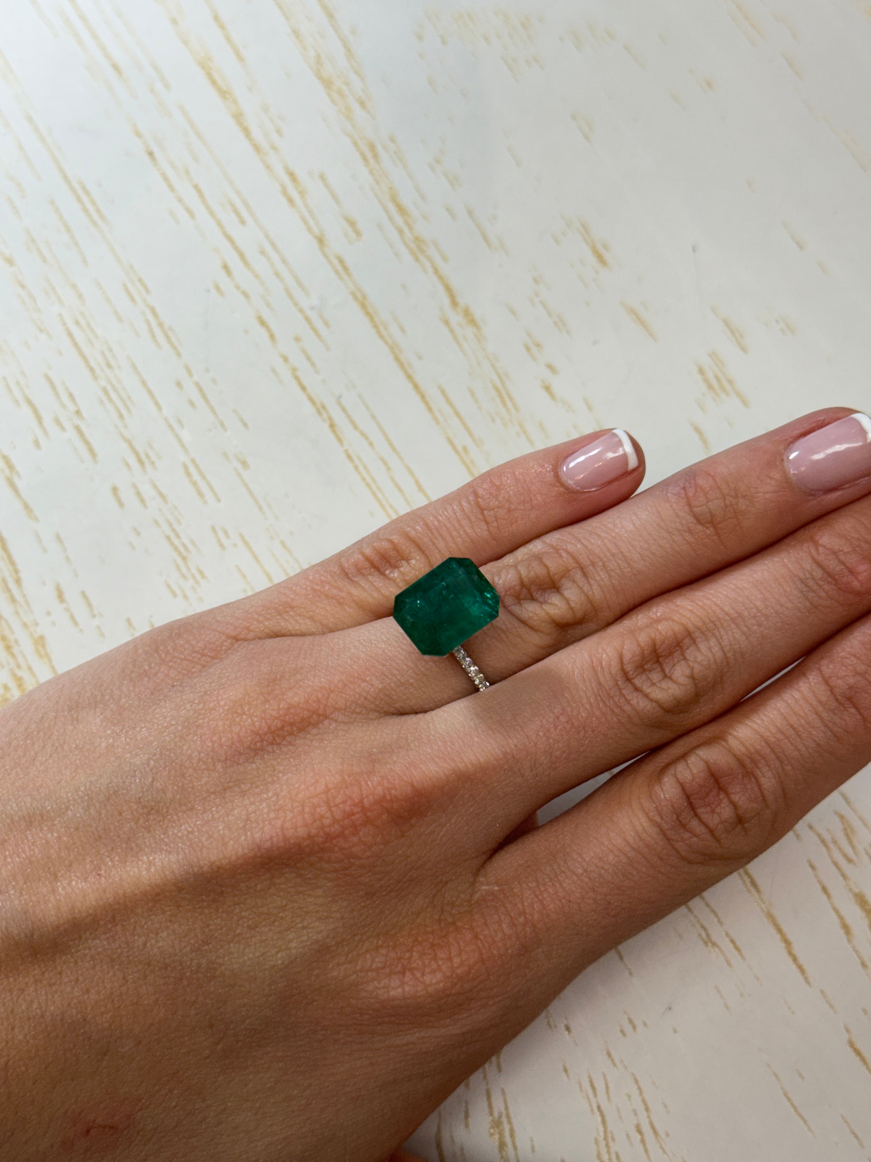 8.60 Carat 13.5x11mm Deep Green Emerald Cut Loose Zambian Emerald Gemstone for Jewelry Making - Engagement Rings, Pendants & Earrings