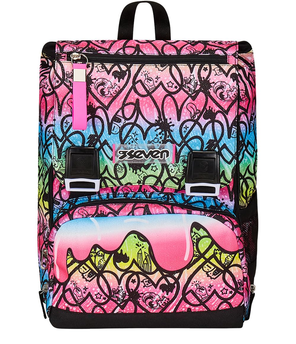 JumpLove Expandable Double Compartment Backpack for Girls - Large Capacity, Pink, Includes 3-Compartment Pouch - Perfect for School, Travel & Daily Use