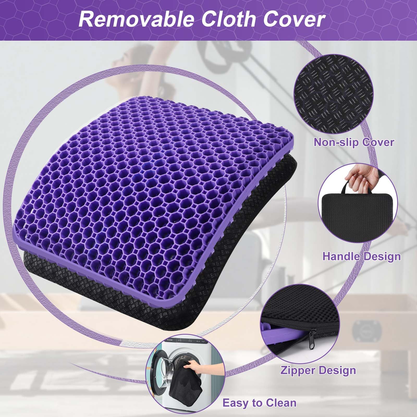 Gel Seat Cushion for Back Pain Relief - Orthopedic Comfort Pad for Sciatica & Tailbone Support (19 Inch) | Ideal for Office Chairs, Car Seats, Wheelchairs & Long Trips | Ergonomic Design for Extended Sitting Comfort
